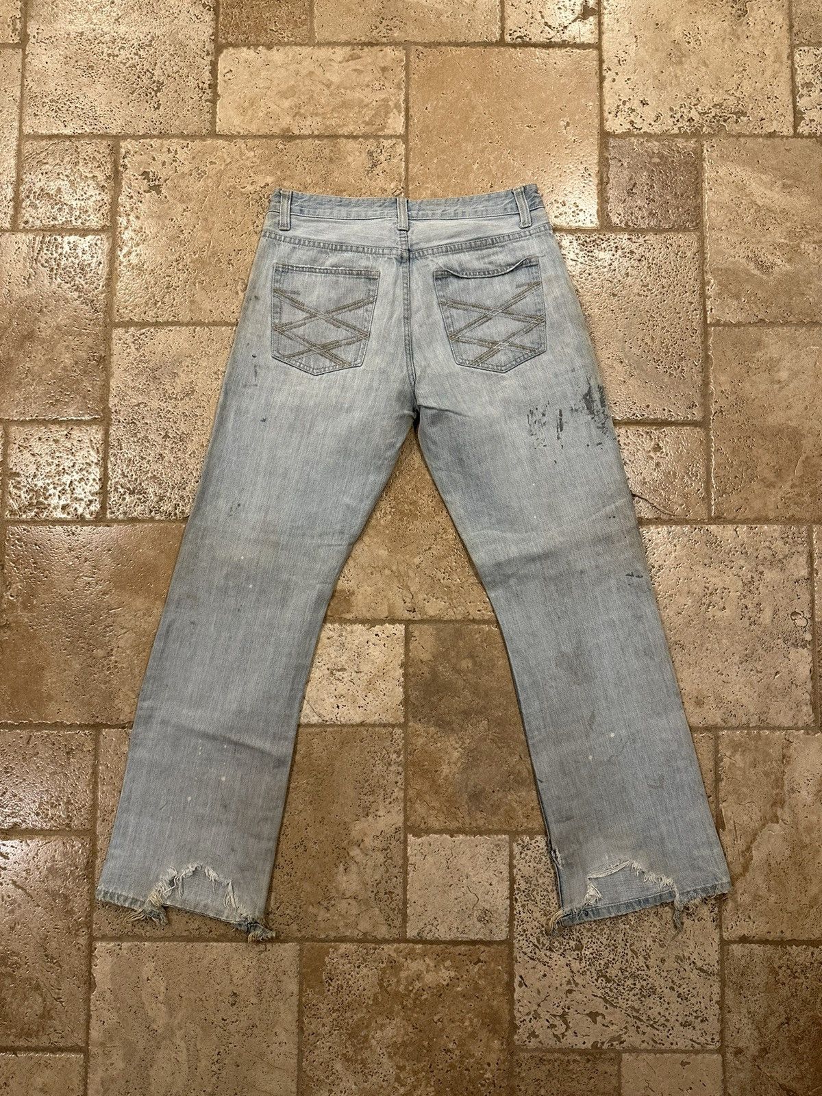 Vintage Vintage Bootcut Flare Trashed Distressed Blue Denim Jeans Size US 32 / EU 48 - 2 Thumbnail
