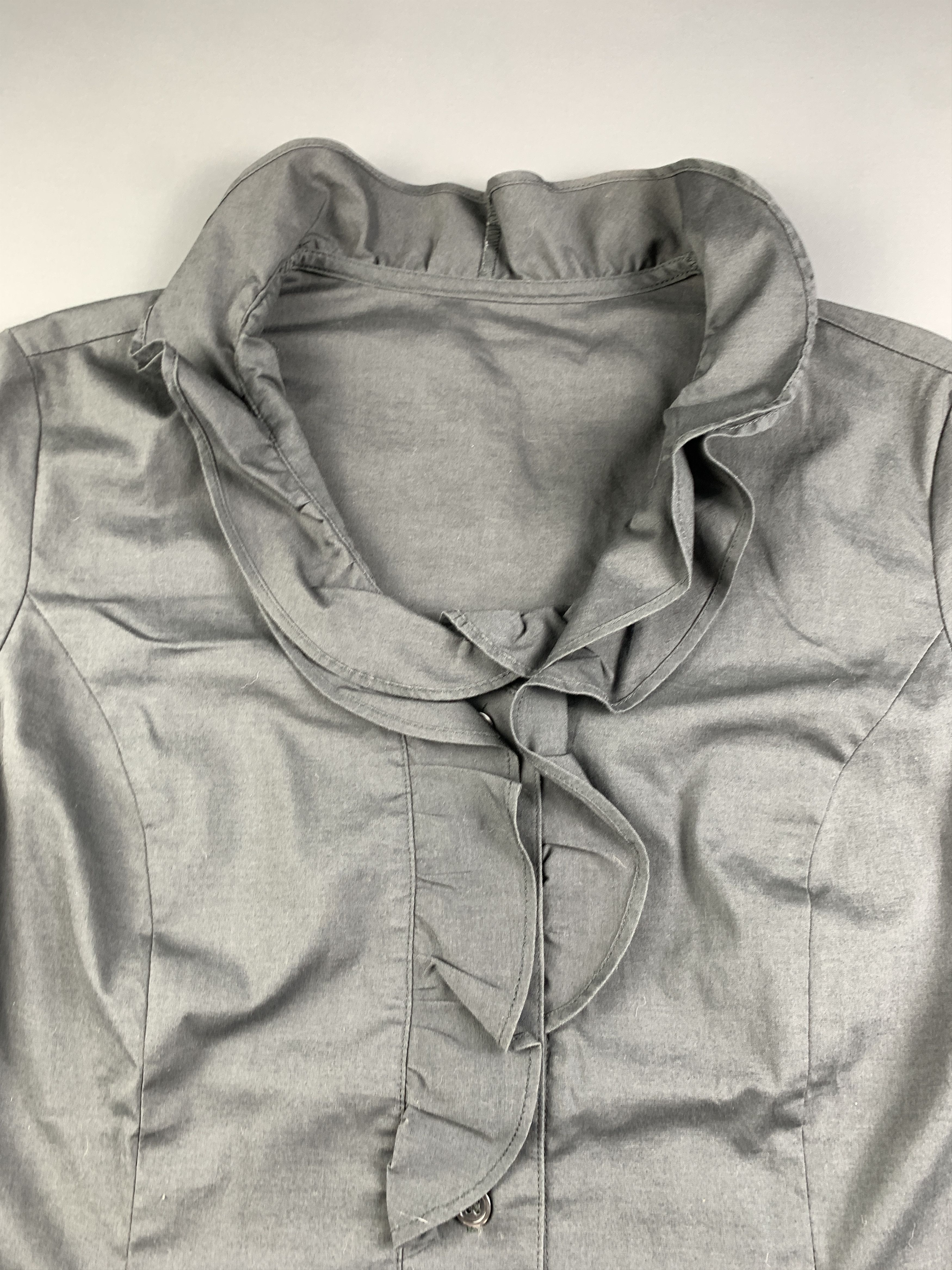 Japanese Brand Allure de Elle Charcoal Ruffle Shirt (M) Size M / US 6-8 / IT 42-44 - 5 Thumbnail