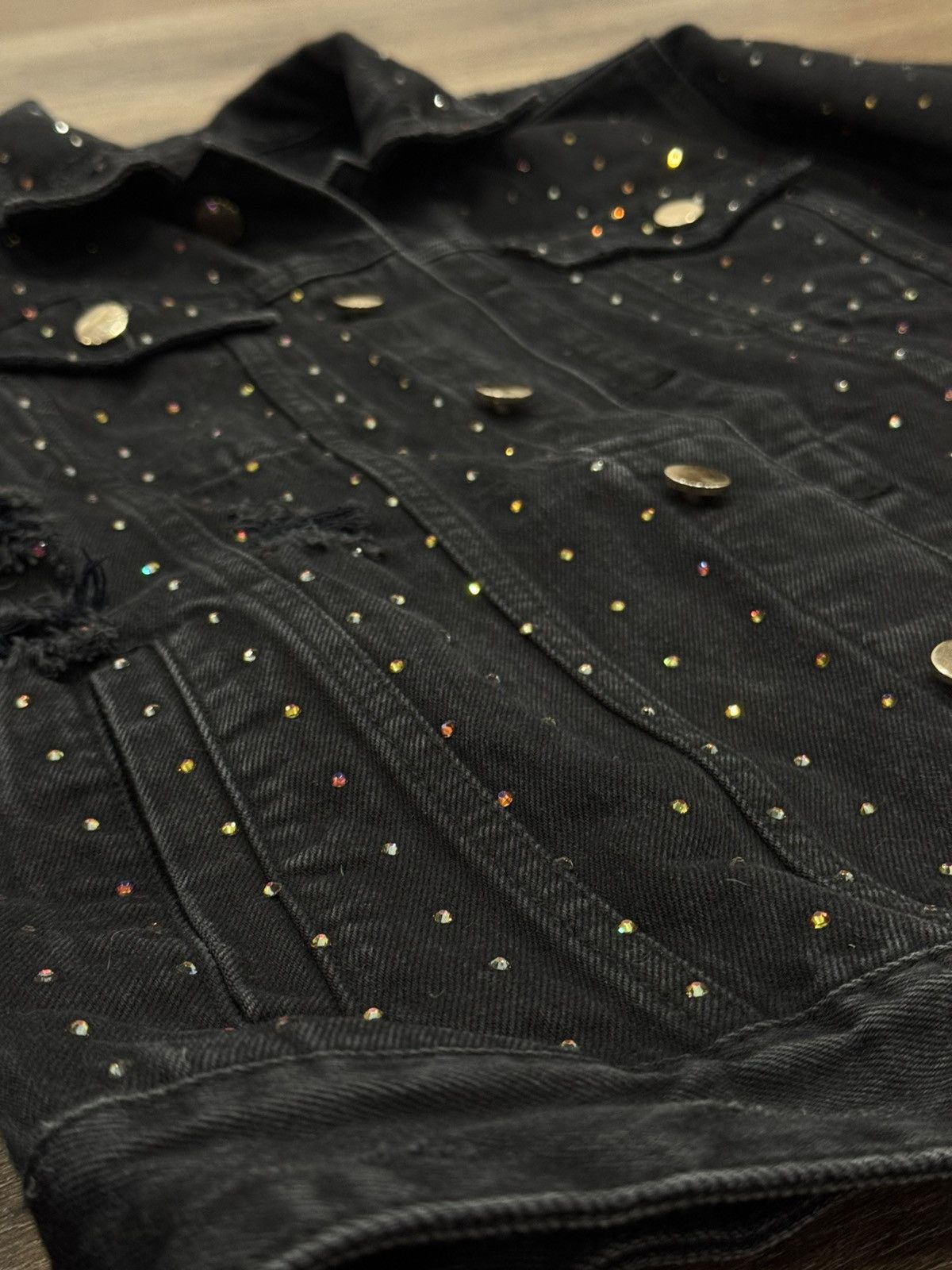 Other GMF Rhinestone Denim Jacket Distressed Crystal Trucker Size US M / EU 48-50 / 2 - 14 Thumbnail
