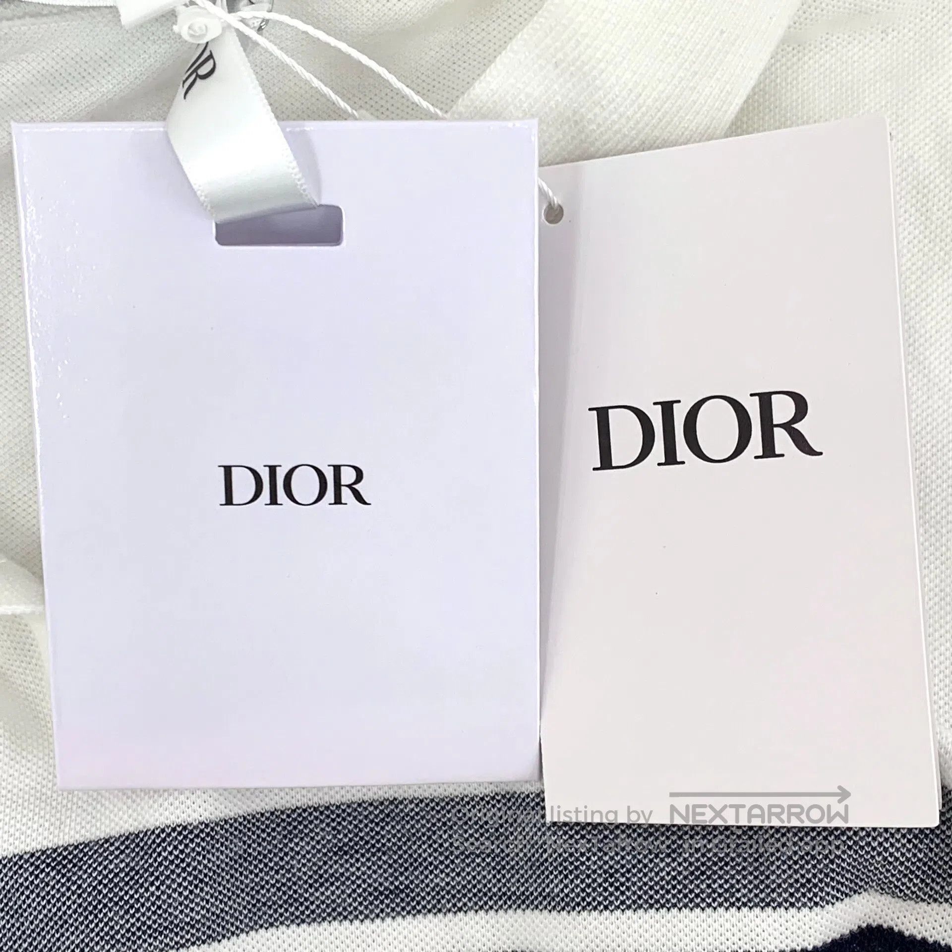Dior Dior White striped logo lettering printed cotton button-do Size US XS / EU 42 / 0 - 8 Thumbnail