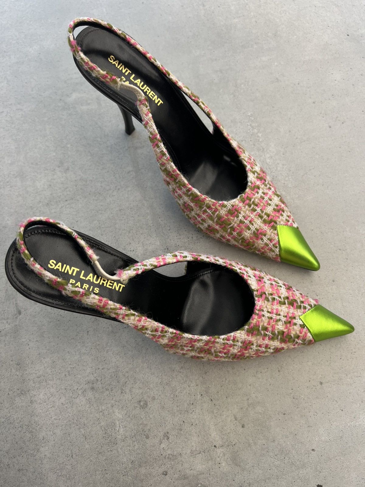 Saint Laurent Paris 🔥$1.1K VALUE🔥Saint Laurent Vesper Tweed Pump Shoes Size US 8 / IT 38 - 2 Thumbnail