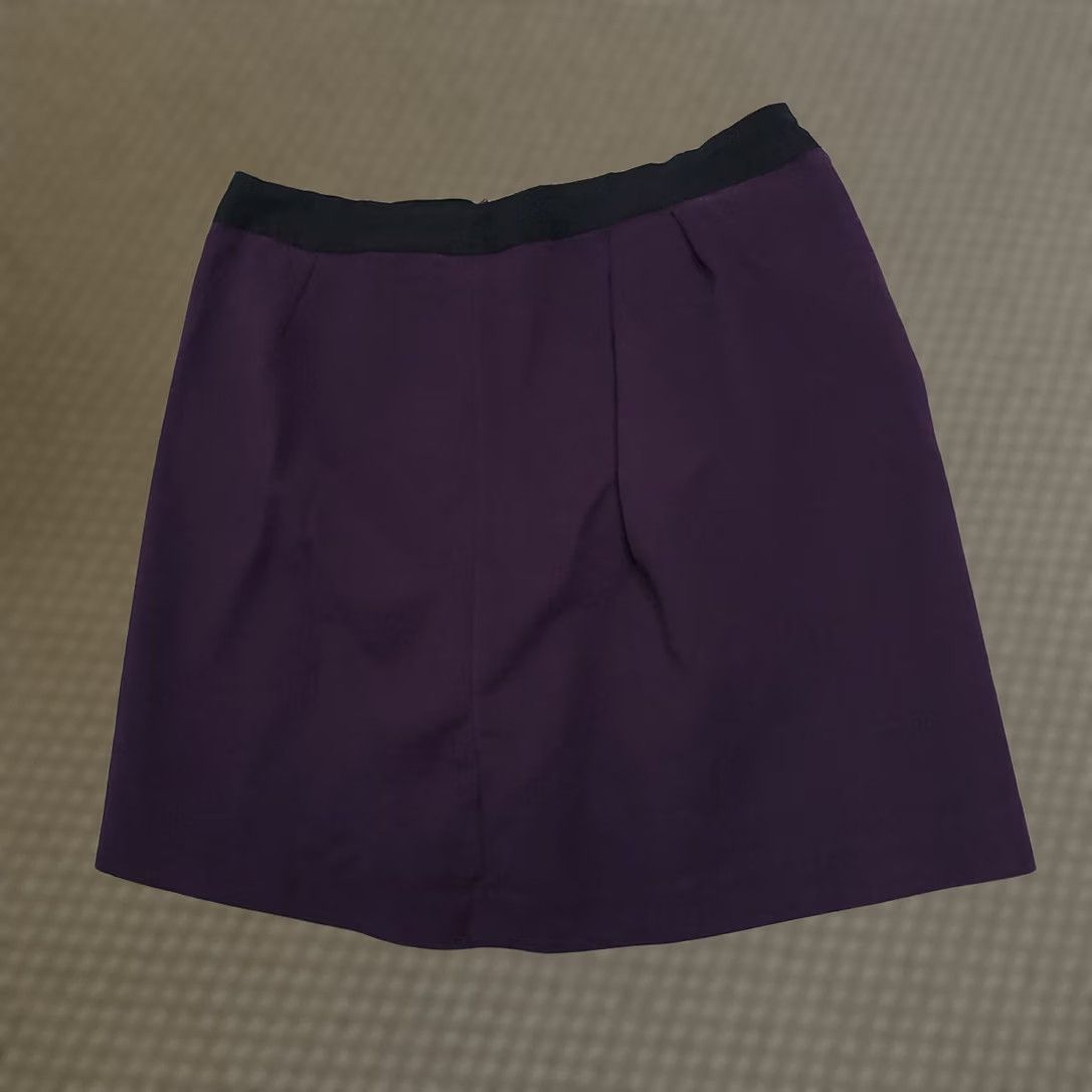 Gap VINTAGE Gap Stretch Lined Mini Skirt Women's 14 Purple Pleated Zip Pocket Skirt Size 36" / US 14 / IT 50 - 1 Thumbnail