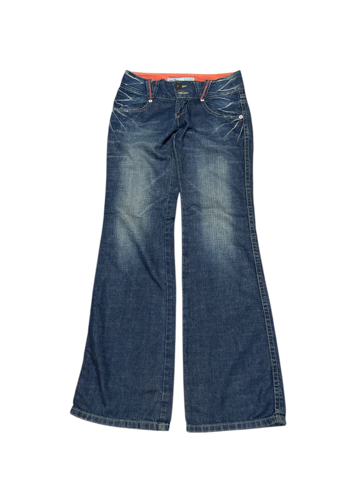 Japanese Brand Y2K Red Pepper Wide Flare Denim Jeans Size 30" / US 8 / IT 44 - 2 Thumbnail