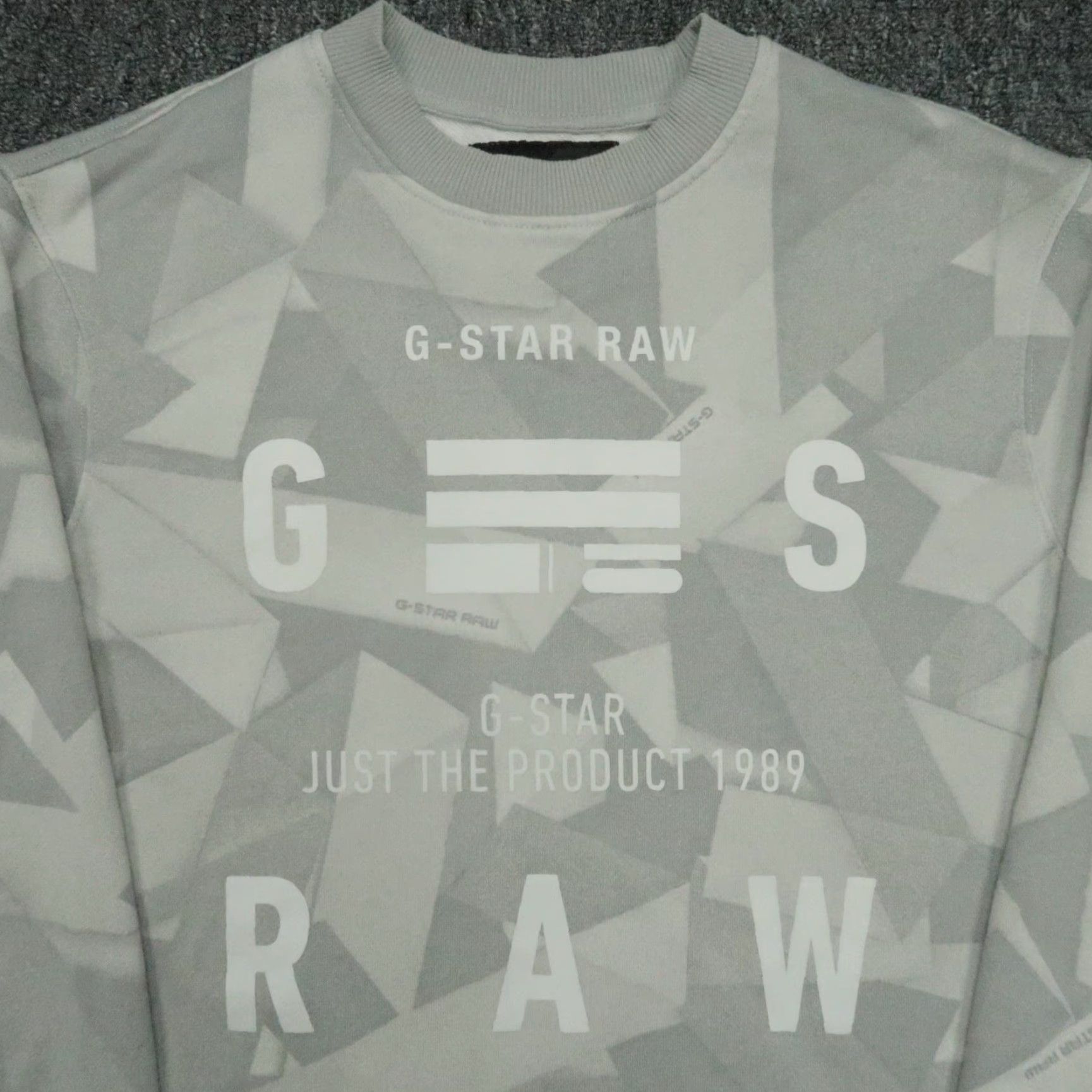 G-Star G Star Sweatshirt Mens M Gray Long Sleeve Crew Neck Pullover Geometric Abstract Tape AOP Size US M / EU 48-50 / 2 - 2 Thumbnail