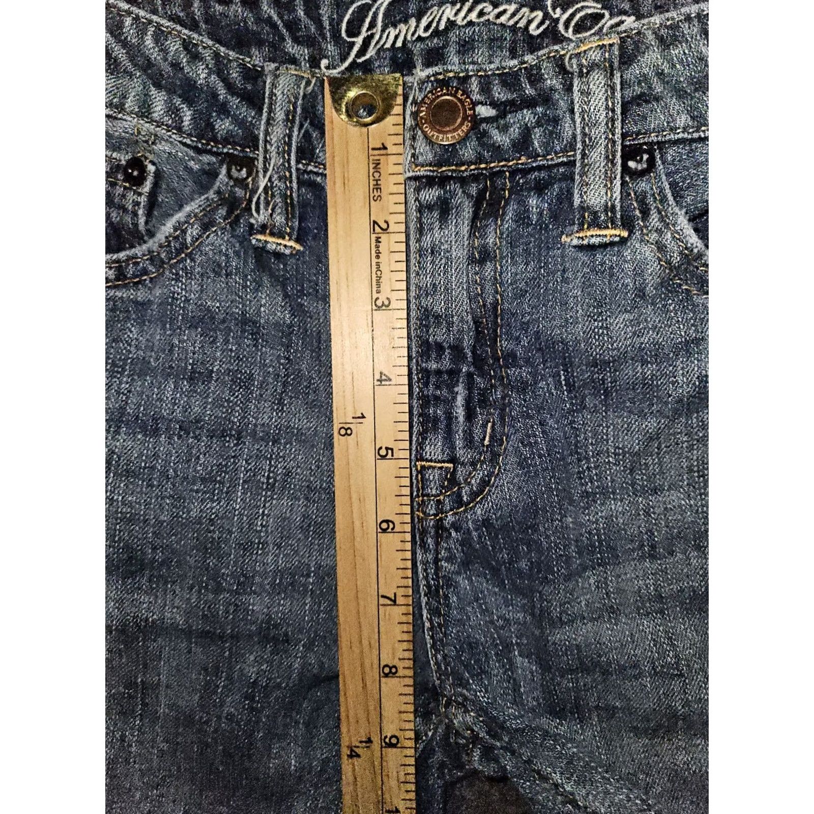 American Eagle Outfitters VINTAGE American Eagle Outfitters Jeans Straight Womens 4 Regular Low Rise Blue Distressed Preppy Mens Women Teens Girls Size 27" / US 4 / IT 40 - 5 Thumbnail
