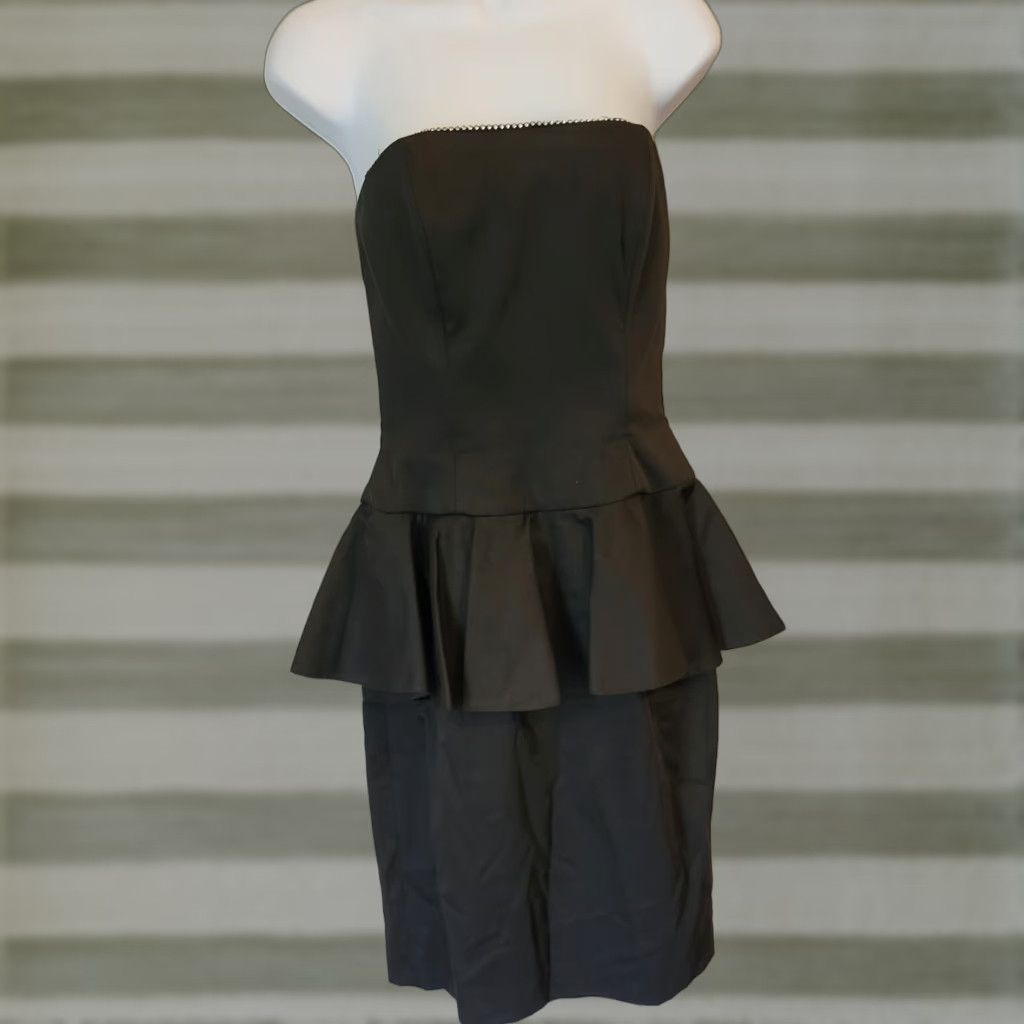Vintage VINTAGE Lillie Rubin Dress Strapless Black Peplum Rhinestone Bow Back 4 Pencil 80s Short Womens Size S / US 4 / IT 40 - 1 Thumbnail