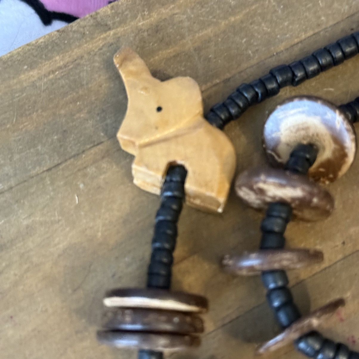 Vintage Vintage hand carved wooden African Safari bead necklace Size ONE SIZE - 3 Thumbnail