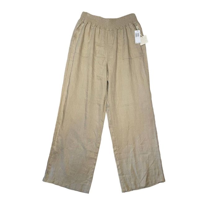 Magaschoni Magaschoni Linen Pants Beige Pockets Elastic Waist | Grailed