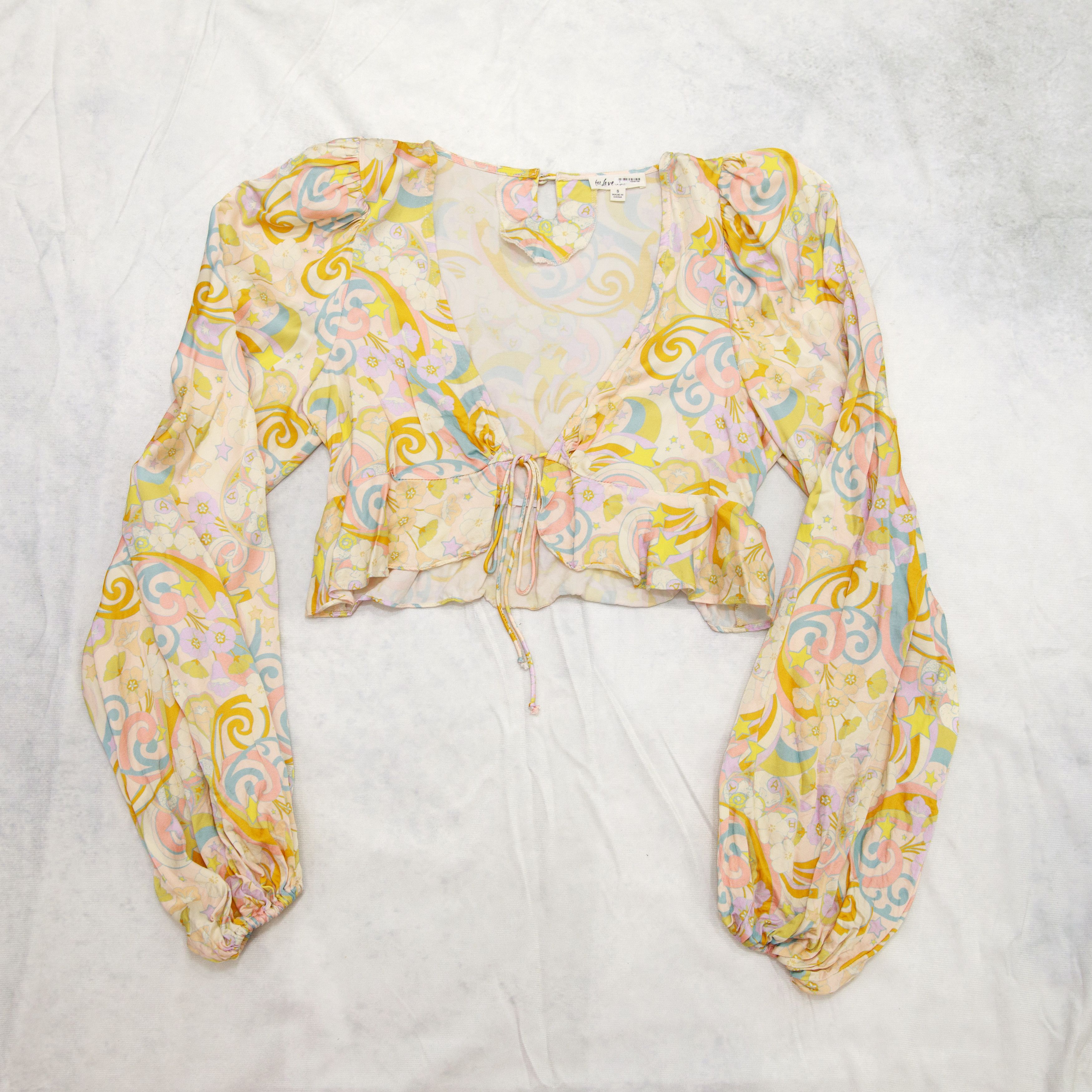 For Love & Lemons For Love & Lemons Marcia Crop Top Yellow Stars Astrology Size S / US 4 / IT 40 - 1 Thumbnail
