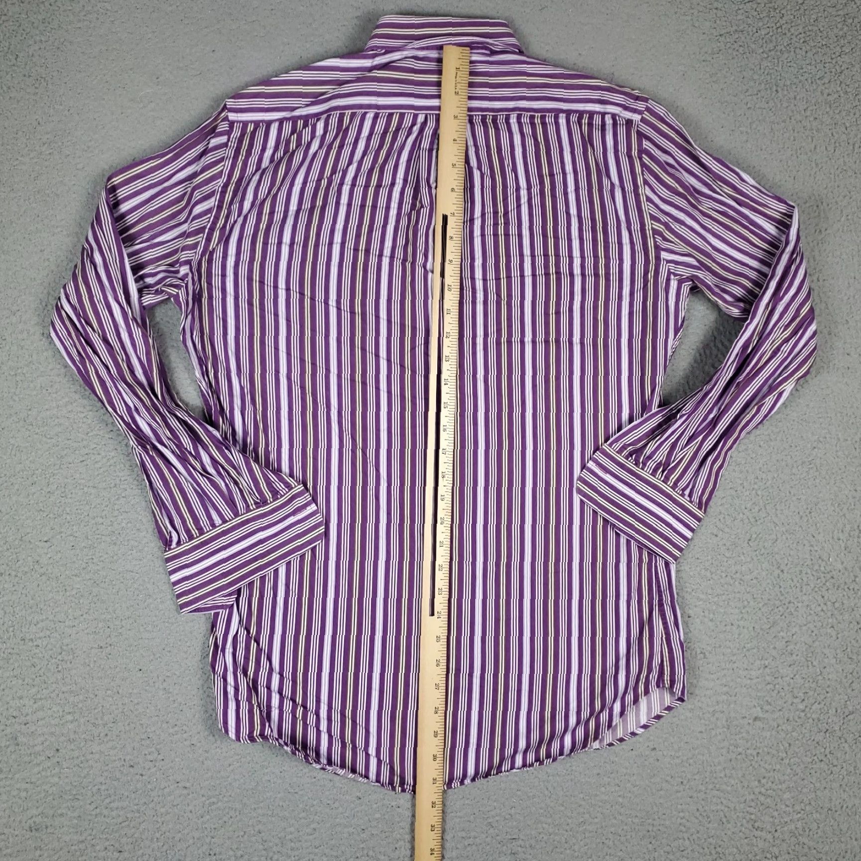 Peter Millar Peter Millar Shirt Adult Medium Purple Striped Long Sleeve Button-Up Damaged Mens Size US M / EU 48-50 / 2 - 5 Thumbnail