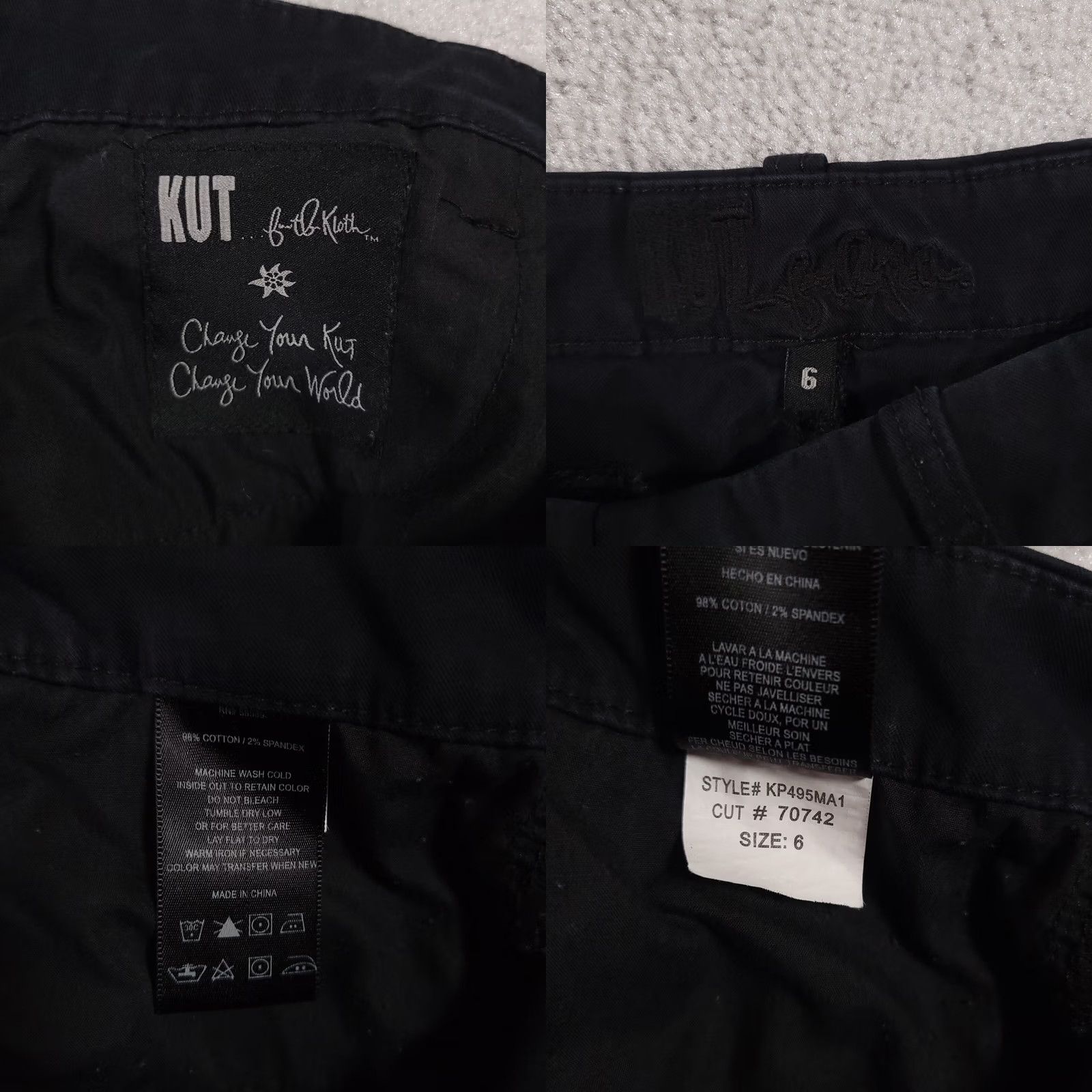 Vintage Kut From The Kloth Pants Women's 6 Dark Blue Casual Capri Chino Straight Front Flat Front Pockets Easy Care Regular Inseam 25.5 in Size 28" / US 6 / IT 42 - 9 Thumbnail