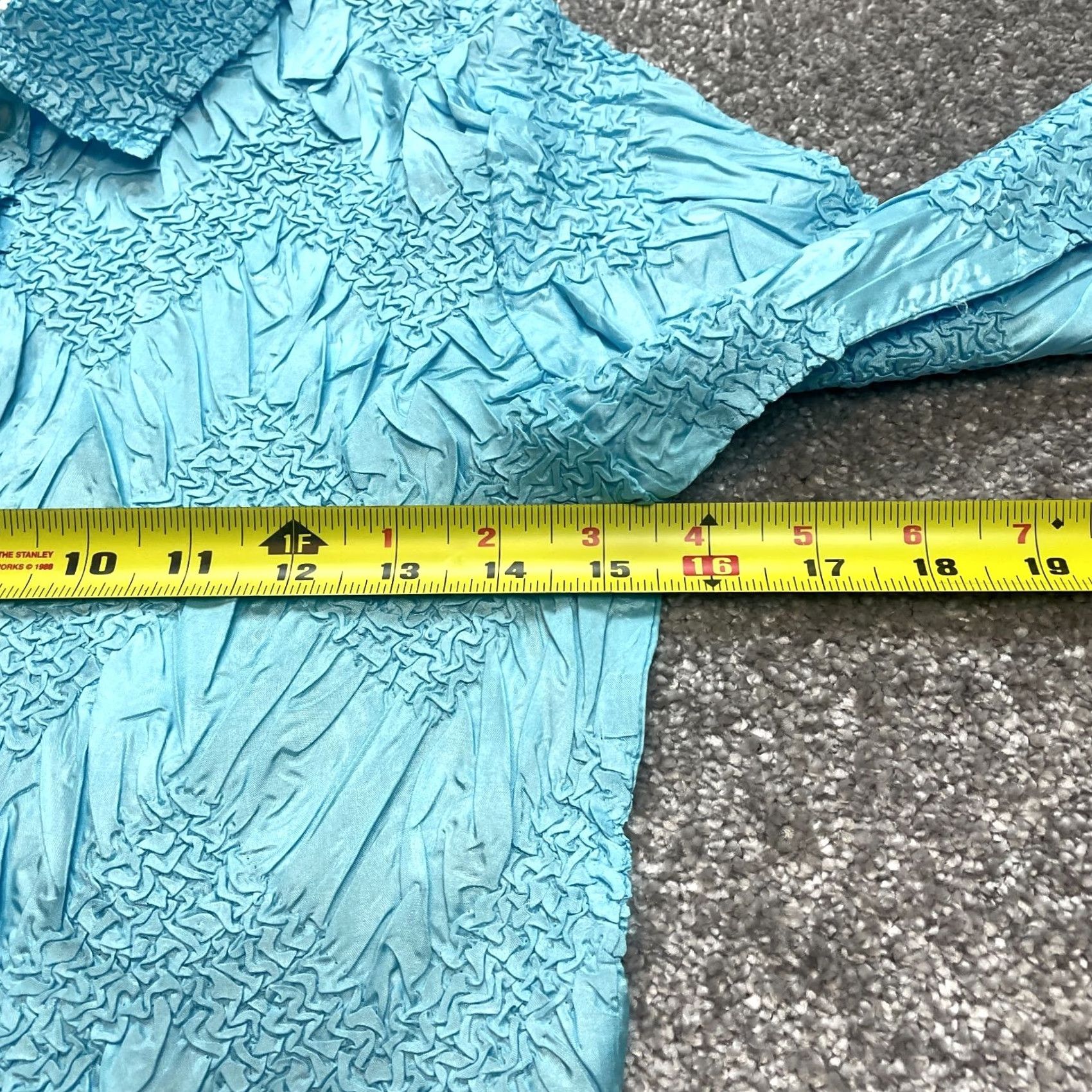 Vintage She's All That blouse Button Up Top Juniors M Light Blue Stretch Textured Shirt Size M / US 6-8 / IT 42-44 - 6 Thumbnail