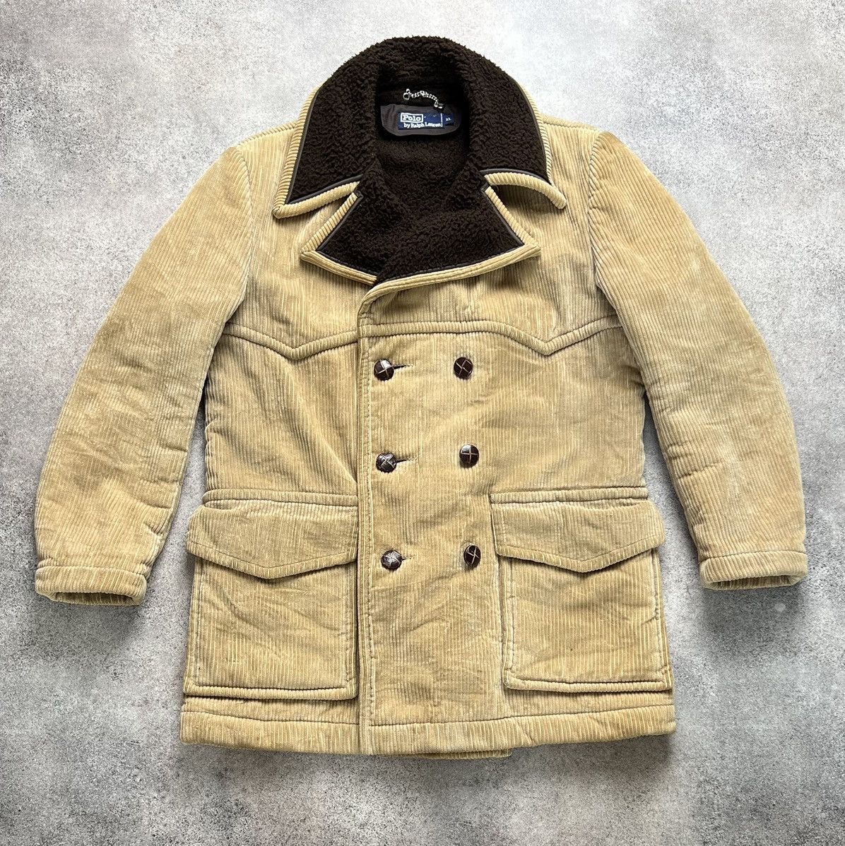 image of Polo Ralph Laurent Vintage Sheepskin Cord Coat in Brown, Men's (Size XL)