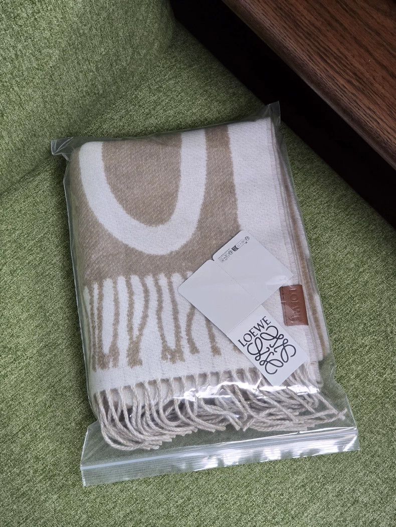Loewe LOEWE Cashmere scarf beige and camel Size ONE SIZE - 3 Thumbnail