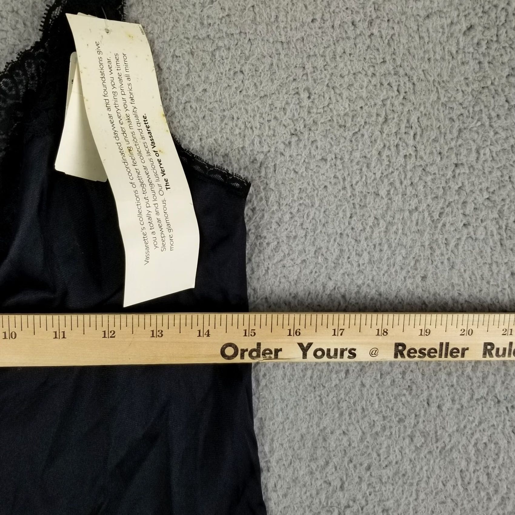 Vintage VINTAGE Vassarette Slip Shirt NYLON 36 F Black Sheer Chiffon Lace Trim NWT USA 1980s Womens Size ONE SIZE - 6 Thumbnail