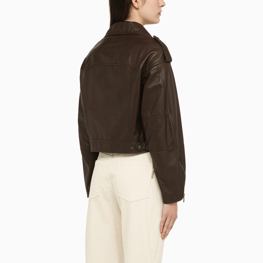 Brunello Cucinelli o1d2blof0824 Leather Jacket in Dark Brown Size M / US 6-8 / IT 42-44 - 3 Thumbnail
