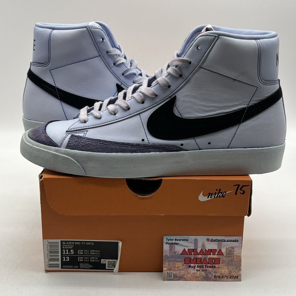 Nike Blazer mid 77 vintage white black Size US 11.5 / EU 44-45 - 1 Thumbnail