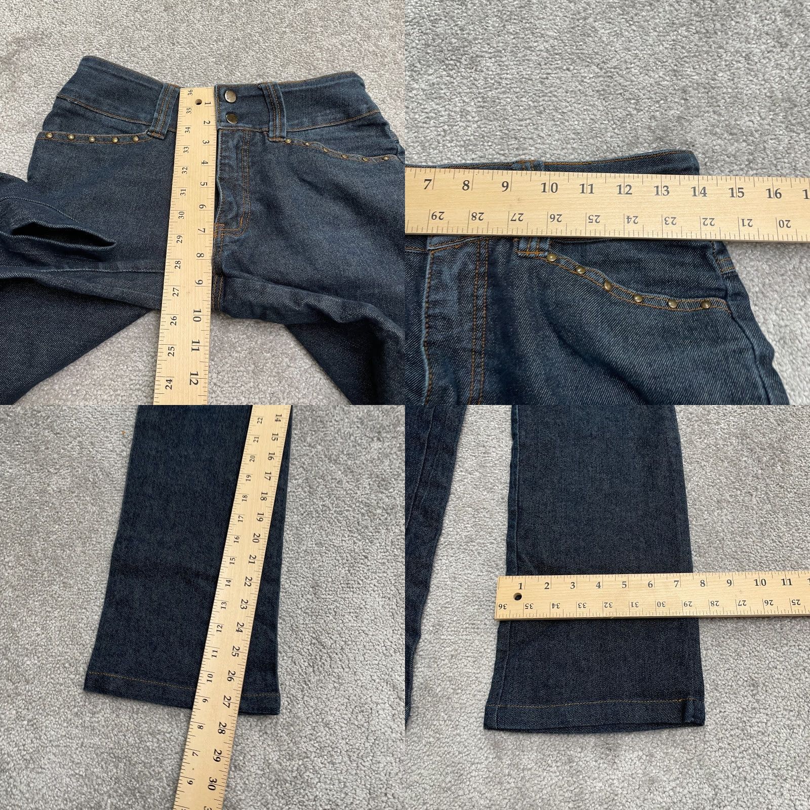 Denime Feng Bootcut Denim Jeans Juniors 28 Blue Dark Wash Mid Rise 100% Cotton 5-Pocket City Modern Women Jeans 28x27 Size 28" / US 6 / IT 42 - 8 Thumbnail