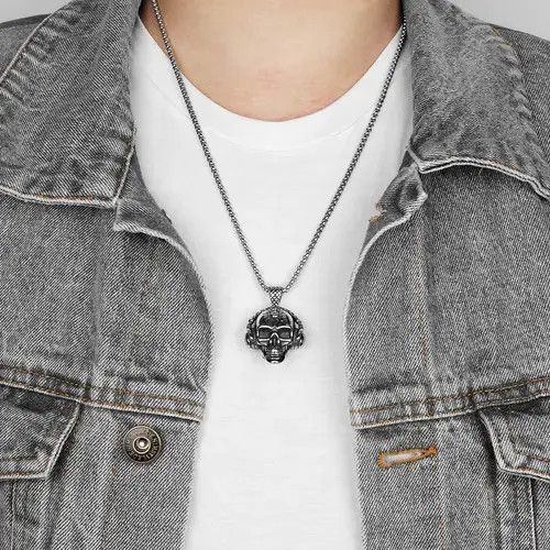 Sunflower Death Rock Headphone Skull Necklace Size ONE SIZE - 2 Thumbnail