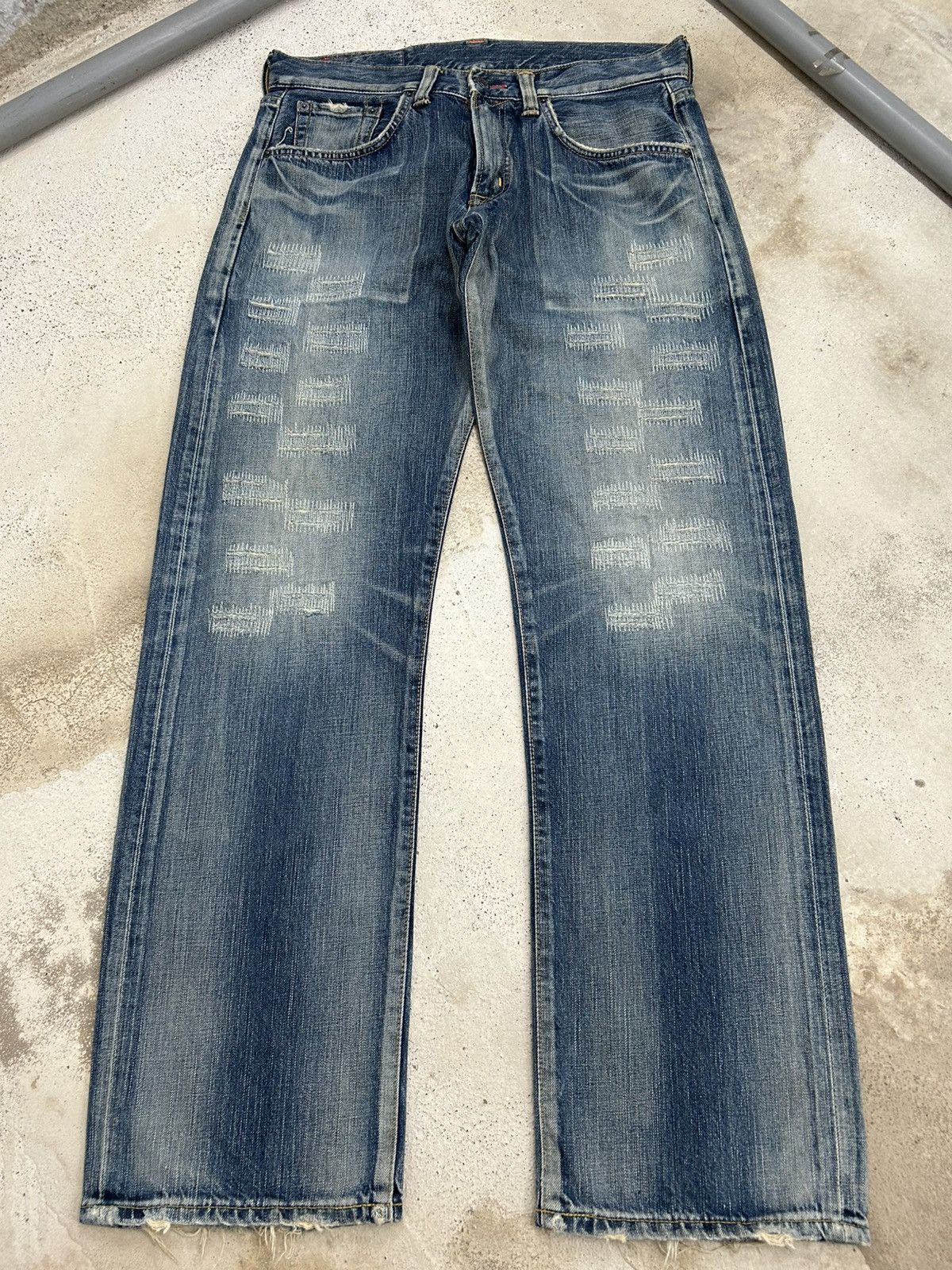 Edwin Vintage Edwin 504 Baggy Unique Stitching Blue Washed Size US 33 - 1 Thumbnail