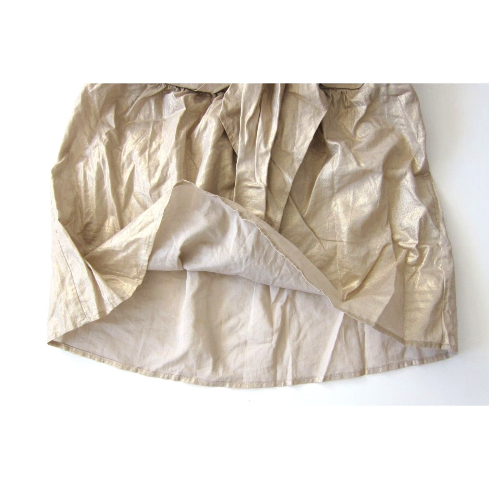 Vintage NWT New Frontier 100% Cotton Gold Shimmery Strapless Bow Tie Blouse Women Large Size L / US 10 / IT 46 - 6 Thumbnail