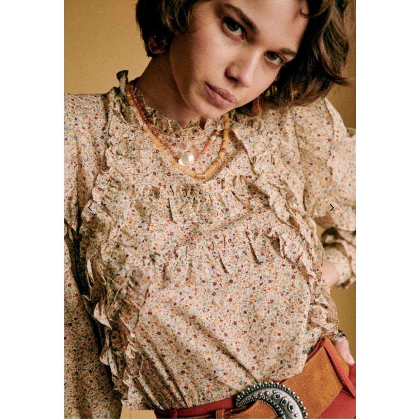 Sezane NWT sezane EMMY BLOUSE Beige flowers cotton floral SZ 4 bust Size S / US 4 / IT 40 - 5 Thumbnail