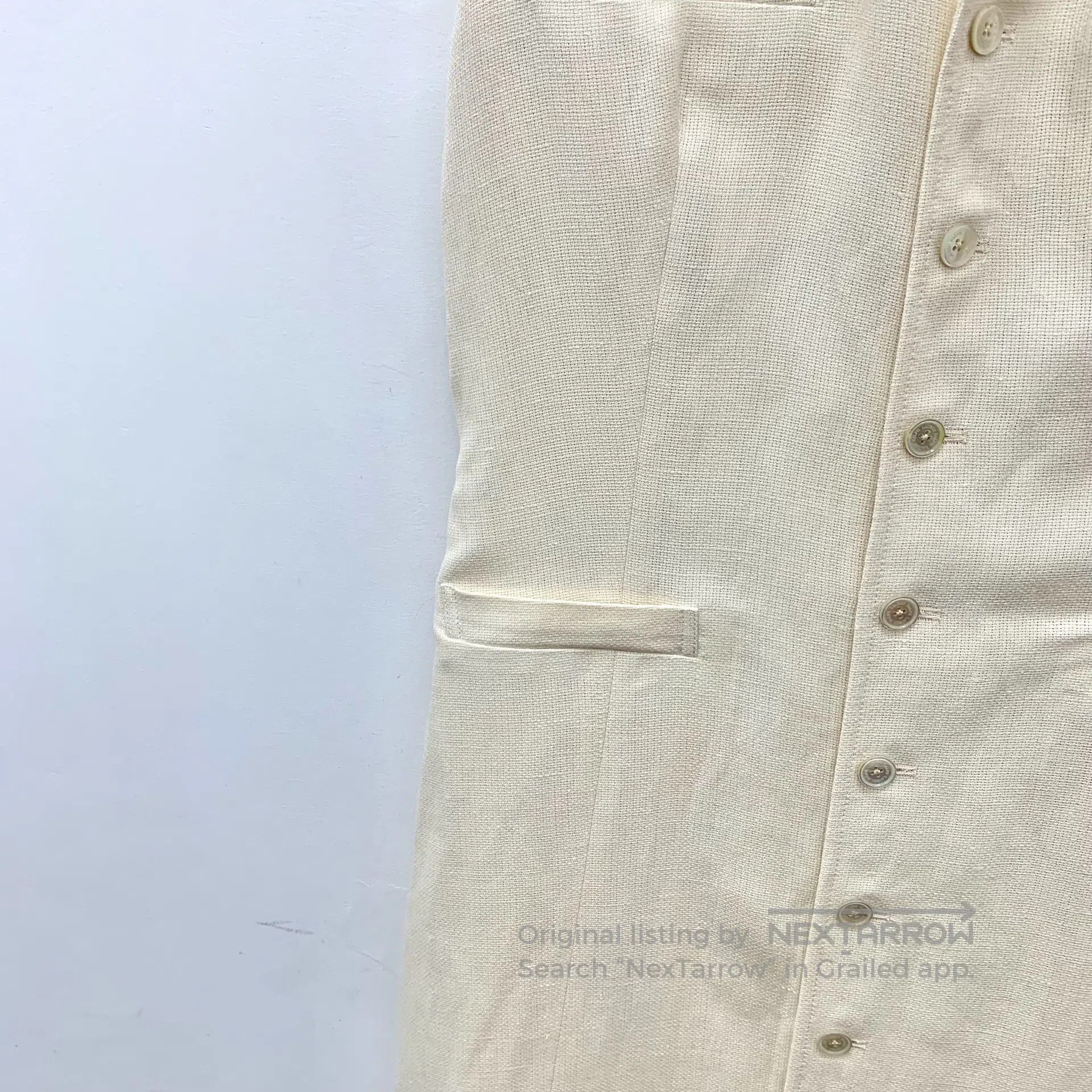 Polo Ralph Lauren Ralph Lauren Beige Linen V-neck Sleeveless Single-breasted Size XL / US 12-14 / IT 48-50 - 4 Thumbnail
