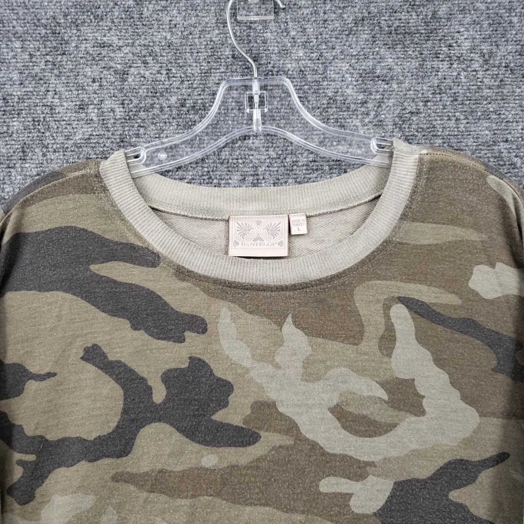Vintage Dantelle Sweatshirt Women L Green Pullover Camouflage Loop Terry Size L / US 10 / IT 46 - 5 Thumbnail