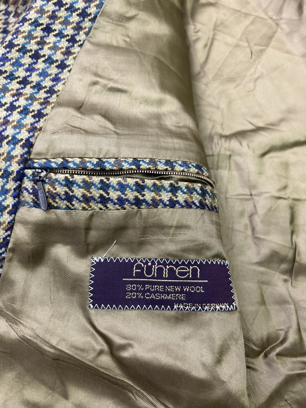 Nobless Couture Vintage 1980s Noblesse Funren Wool Cashmere Houndstooth Blaz Size 44R - 6 Thumbnail