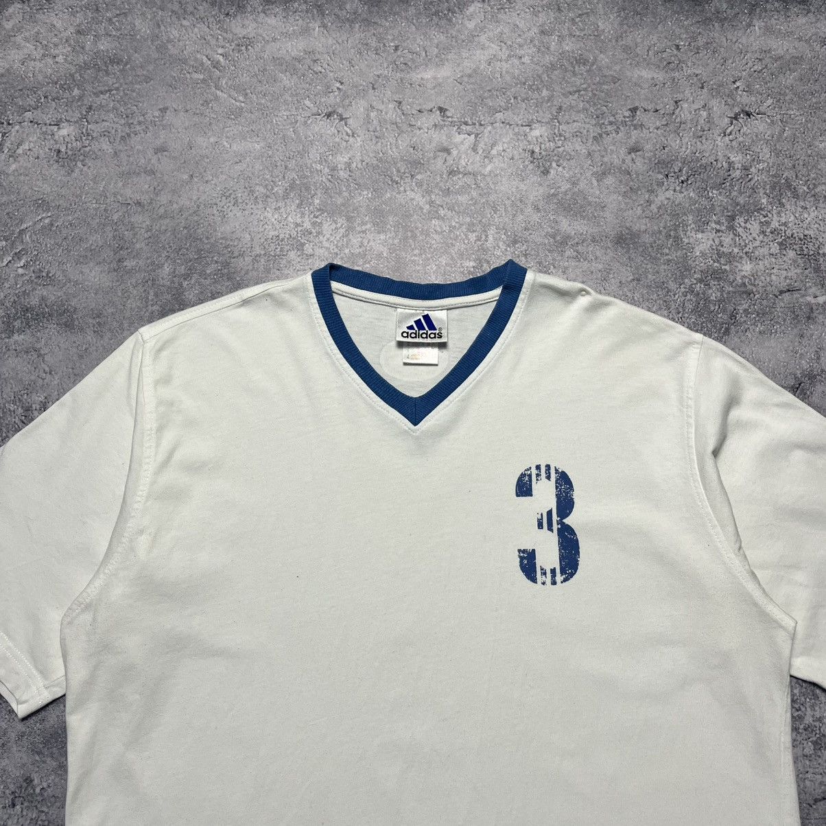 Adidas Vintage Adidas White Tee V-Neck Y2K Streetwear Size US XL / EU 56 / 4 - 2 Thumbnail