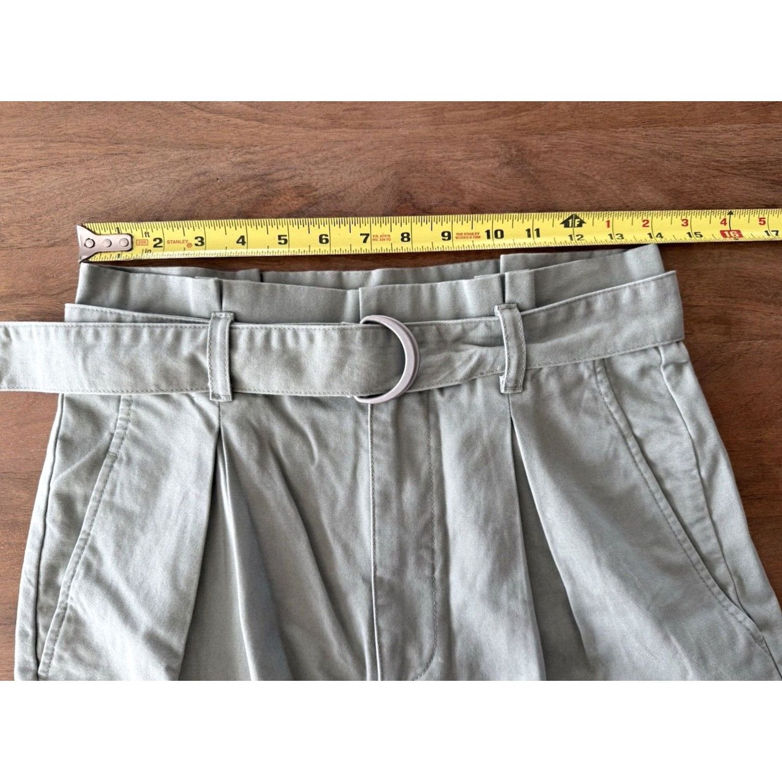 Vintage Sunday Best Cargo Pants Womens Size 6 Sage Green Belted Twill Cotton High Rise Regular Tapered 90s Bohemian City Grunge Hip Hop Y2K Style pants Size 28" / US 6 / IT 42 - 7 Thumbnail