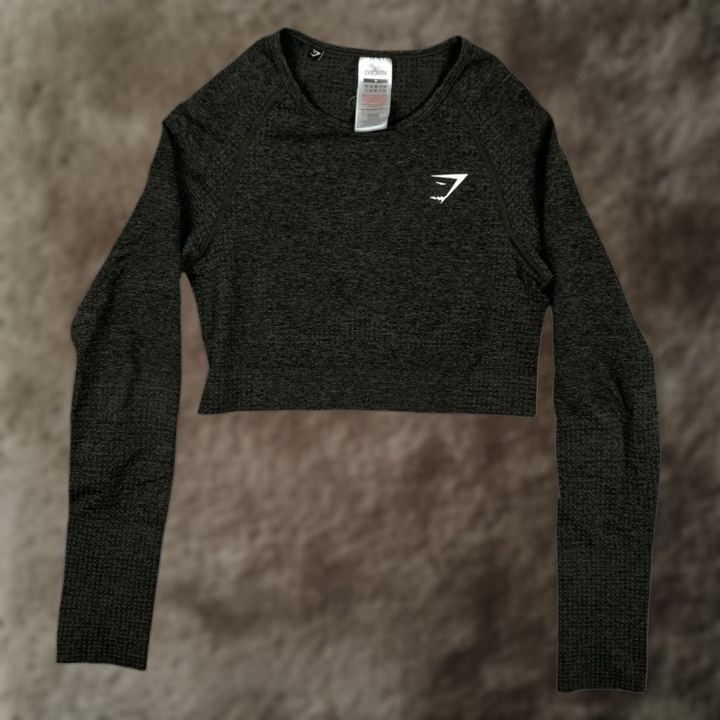 Gymshark Gymshark Shirt Womens Medium Green Seamless Long Sleeve Crop Top Athletic Size M / US 6-8 / IT 42-44 - 1 Thumbnail