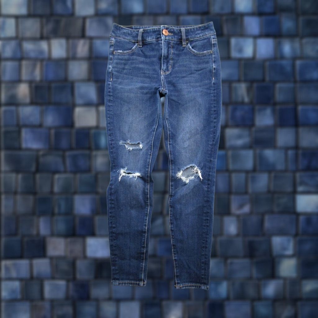 American Eagle Outfitters American Eagle Women's Blue Stretch Dream Jean Jegging Size 0 Short Distressed Jegging Jeans Women XS-Short Size 25" / US 0 / IT 36 - 1 Thumbnail