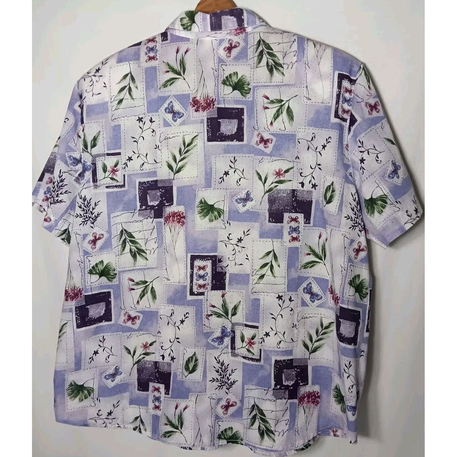 CO Top & Co Blouse XL Purple Lavender Floral Butterfly Nature Shirt Vintage WS19 Size XL / US 12-14 / IT 48-50 - 2 Thumbnail