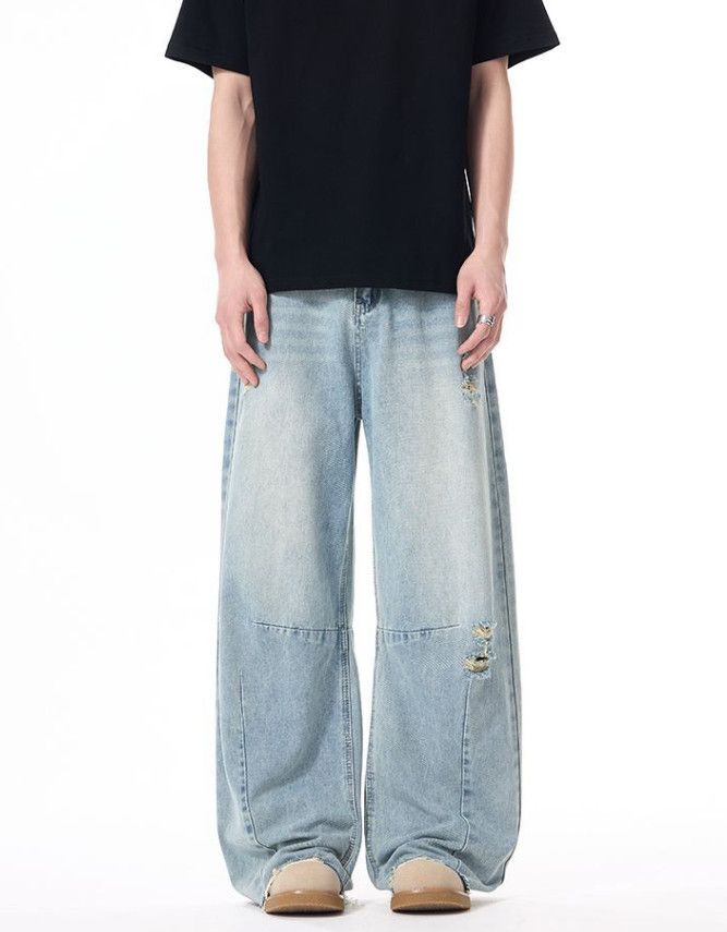 American washed baggy wide-leg scimitar jeans