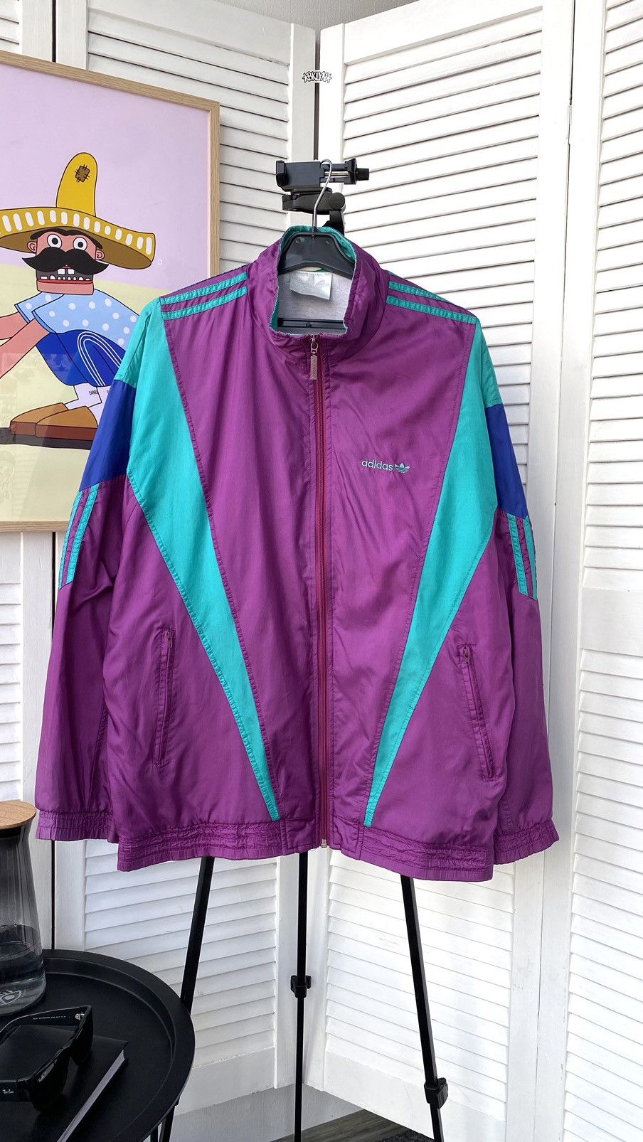 Adidas × Vintage Vintage Adidas Track Retro Jacket Nylon 90s Purple Size US M / EU 48-50 / 2 - 1 Thumbnail