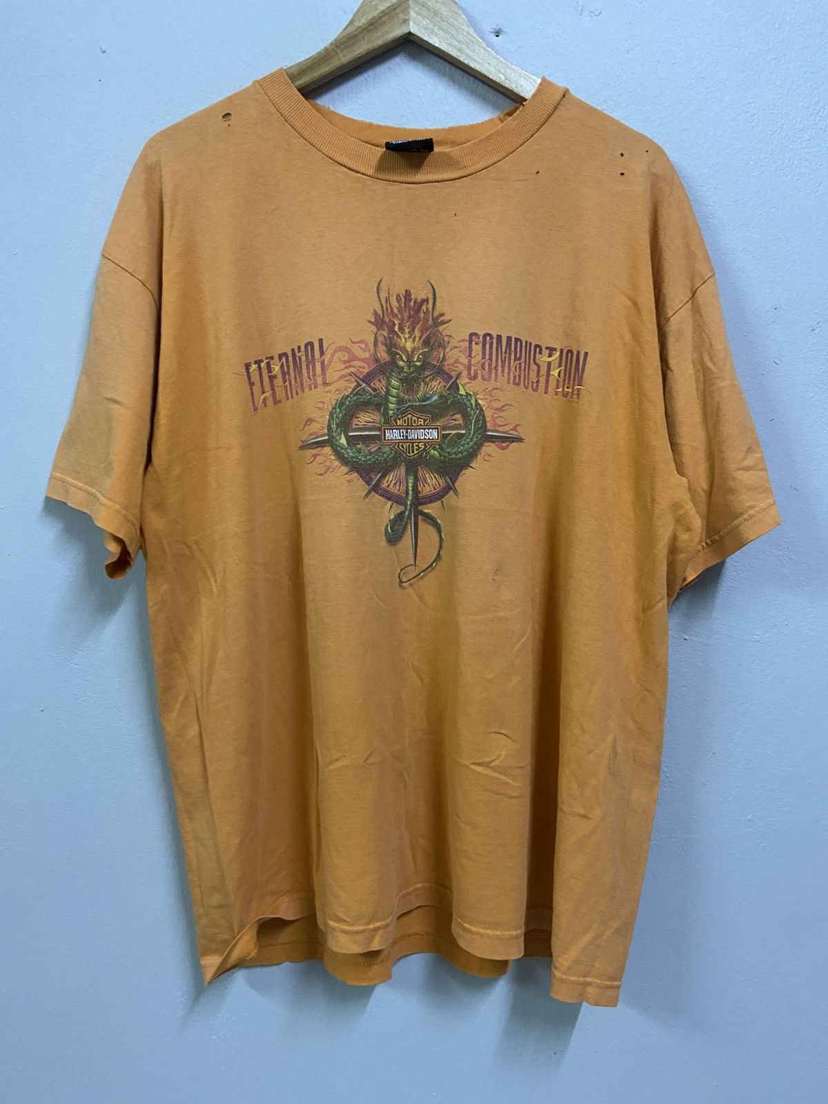 Harley Davidson × Vintage Distressed Harley Davidson Eternal Combustion Tee Size US XL / EU 56 / 4 - 1 Thumbnail