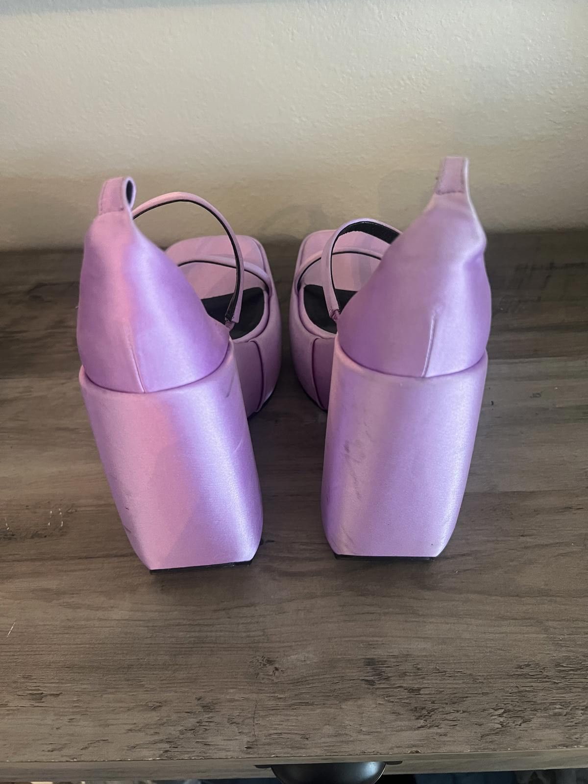 Versace Versace Lilac Purple Satin Platform Sandals 170mm Size 37.5 Size US 7 / IT 37 - 3 Thumbnail