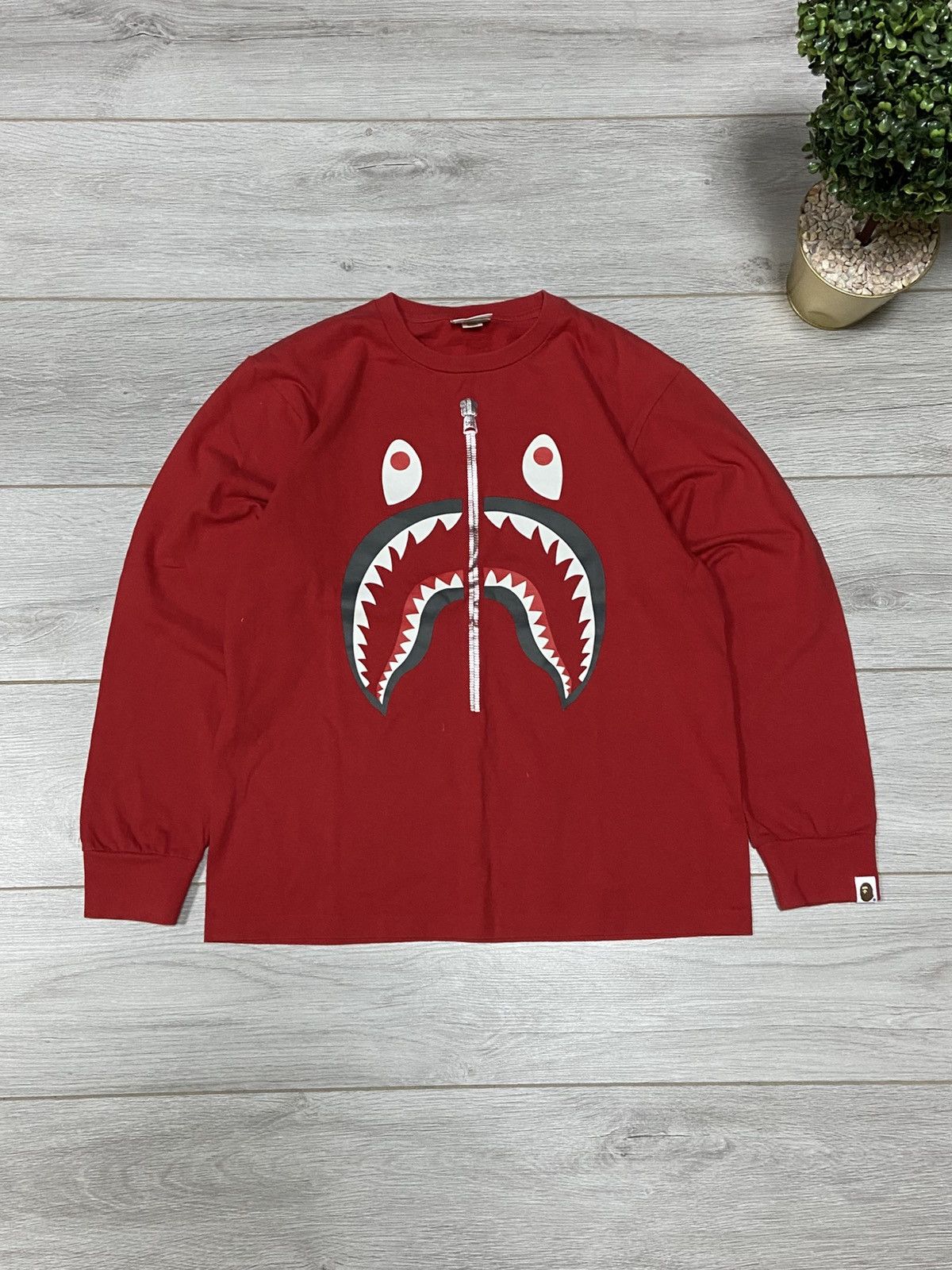 Bape Bape shark zip long sleeve big print Size US M / EU 48-50 / 2 - 1 Thumbnail