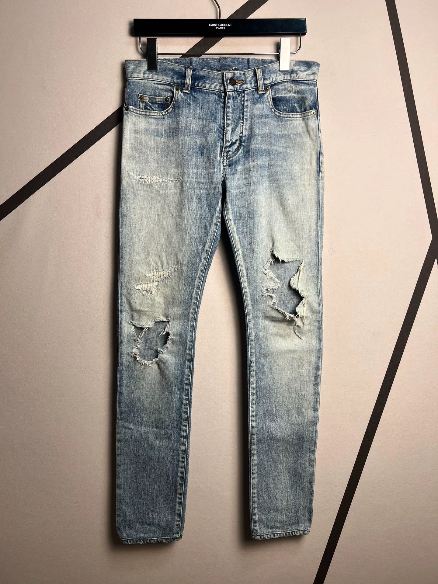 Saint Laurent SLP Spring/Summer 2017 light blue jeans