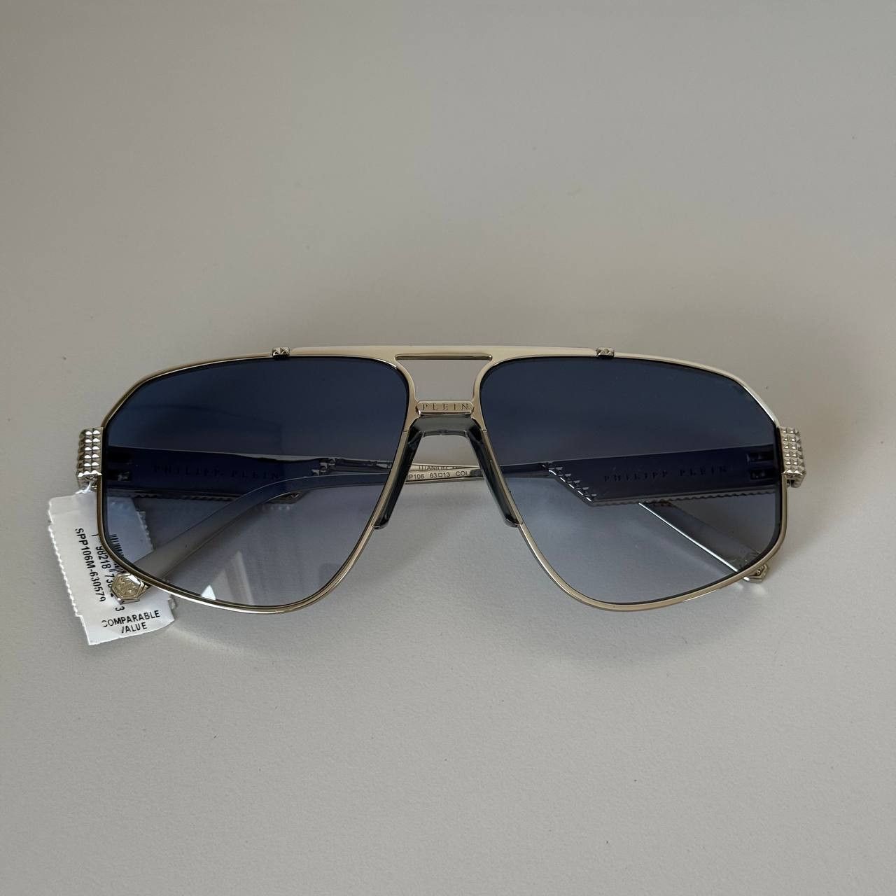 Philipp Plein Philipp Plein Rock Superhero SPP106 Men’s Sunglasses Silver Size ONE SIZE - 12 Thumbnail