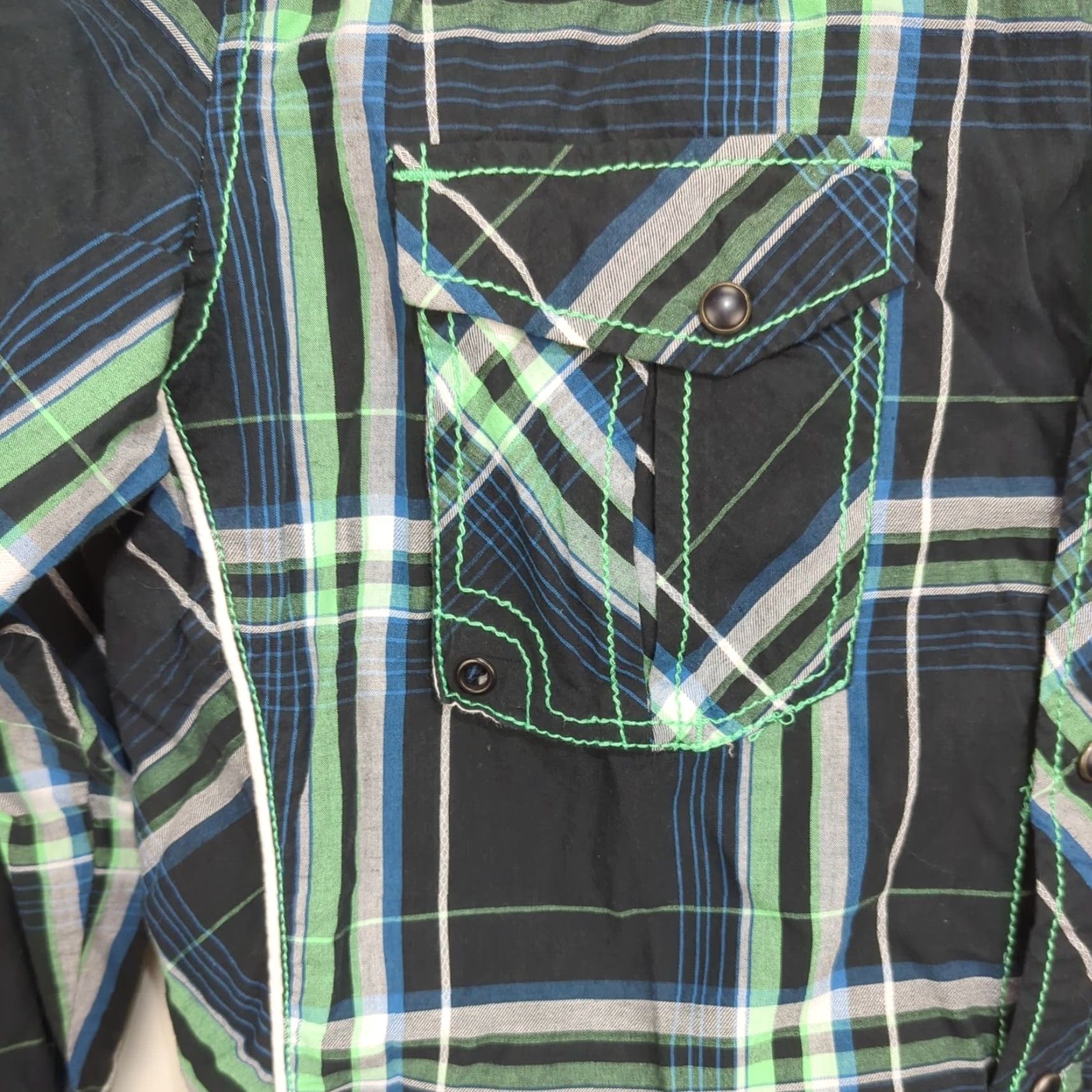 BKE BKE Athletic Fit Pearl Snap Shirt Mens Black Plaid Long Sleeve Large Western Shirt Size US L / EU 52-54 / 3 - 7 Thumbnail