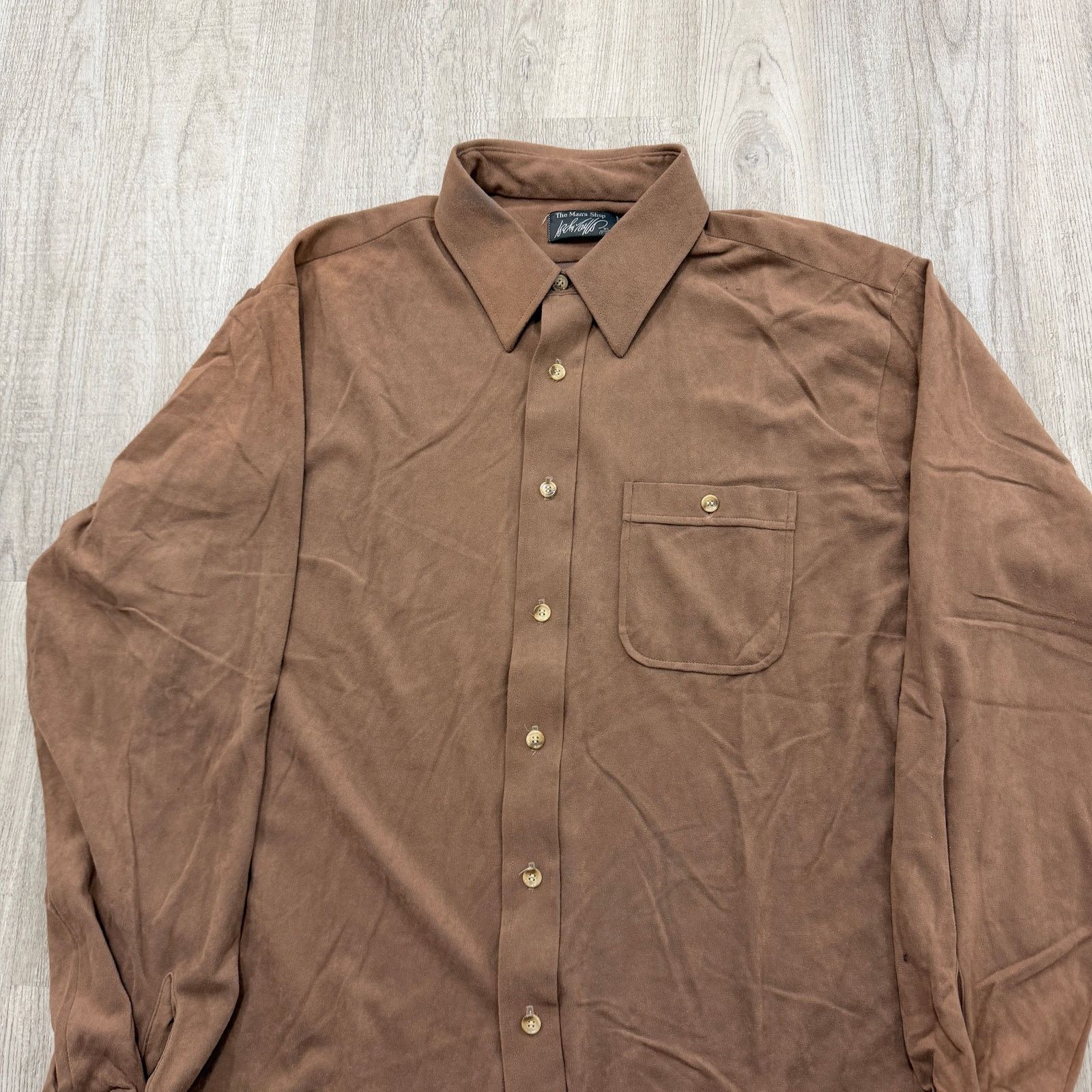 Vintage Vintage The Man's Shop Button Up Shirt Extra Large Brown Size US XL / EU 56 / 4 - 2 Thumbnail