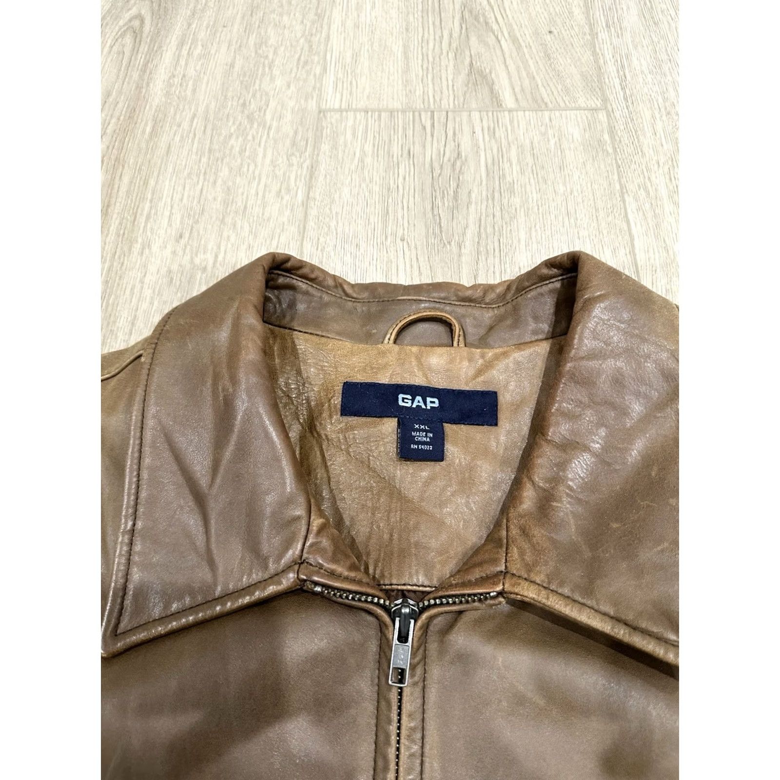 Gap Vintage Y2K GAP Motorcycle Brown Bomber 2XL Regular Leather Jacket Size US XXL / EU 58 / 5 - 6 Thumbnail