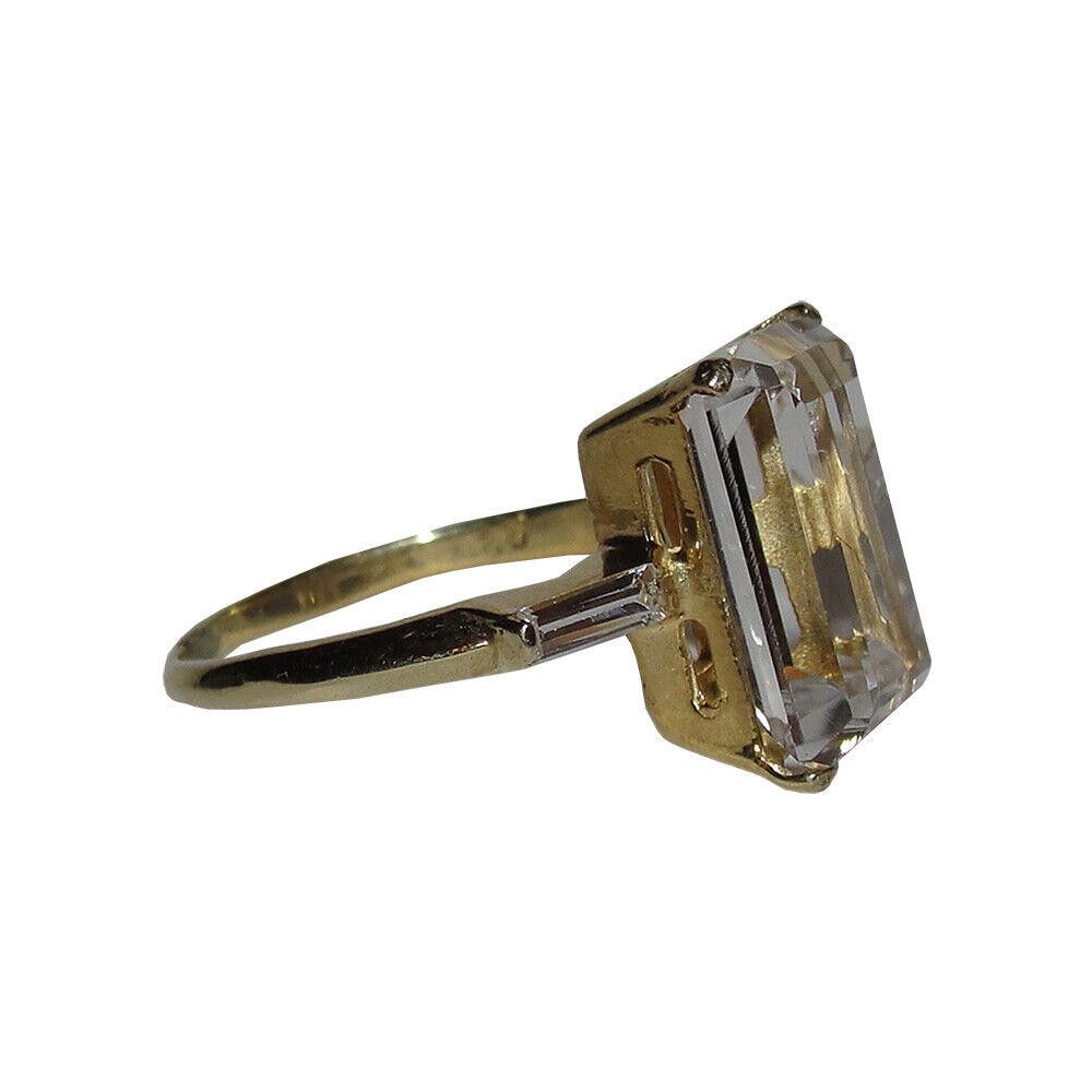 Handmade 18 kt Gold Vermeil Silver Emerald Cut Rock Crystal Quartz Size ONE SIZE - 2 Thumbnail