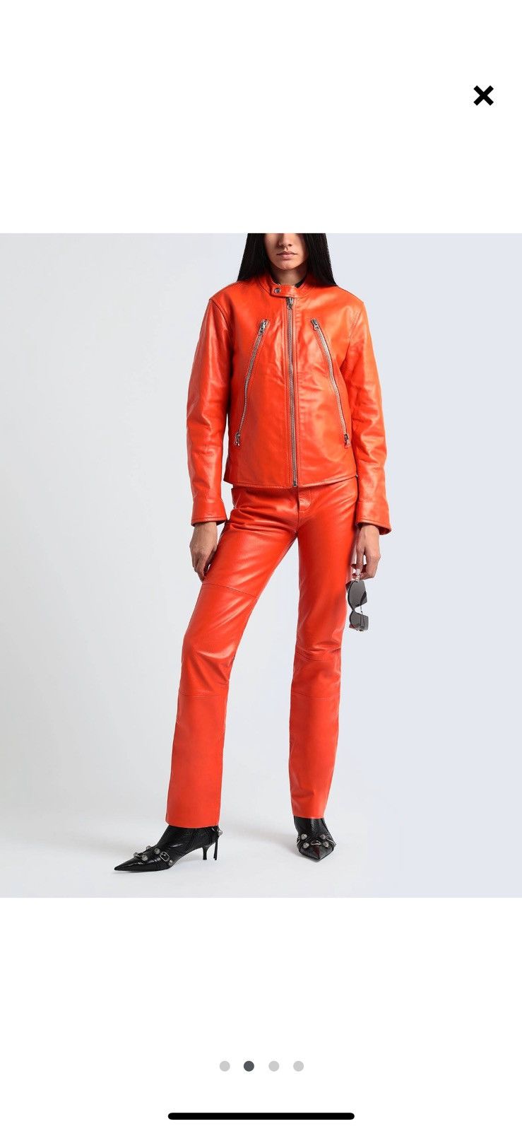 image of Maison Margiela Mm6 Orange Calf Leather Pant, Women's (Size 30)