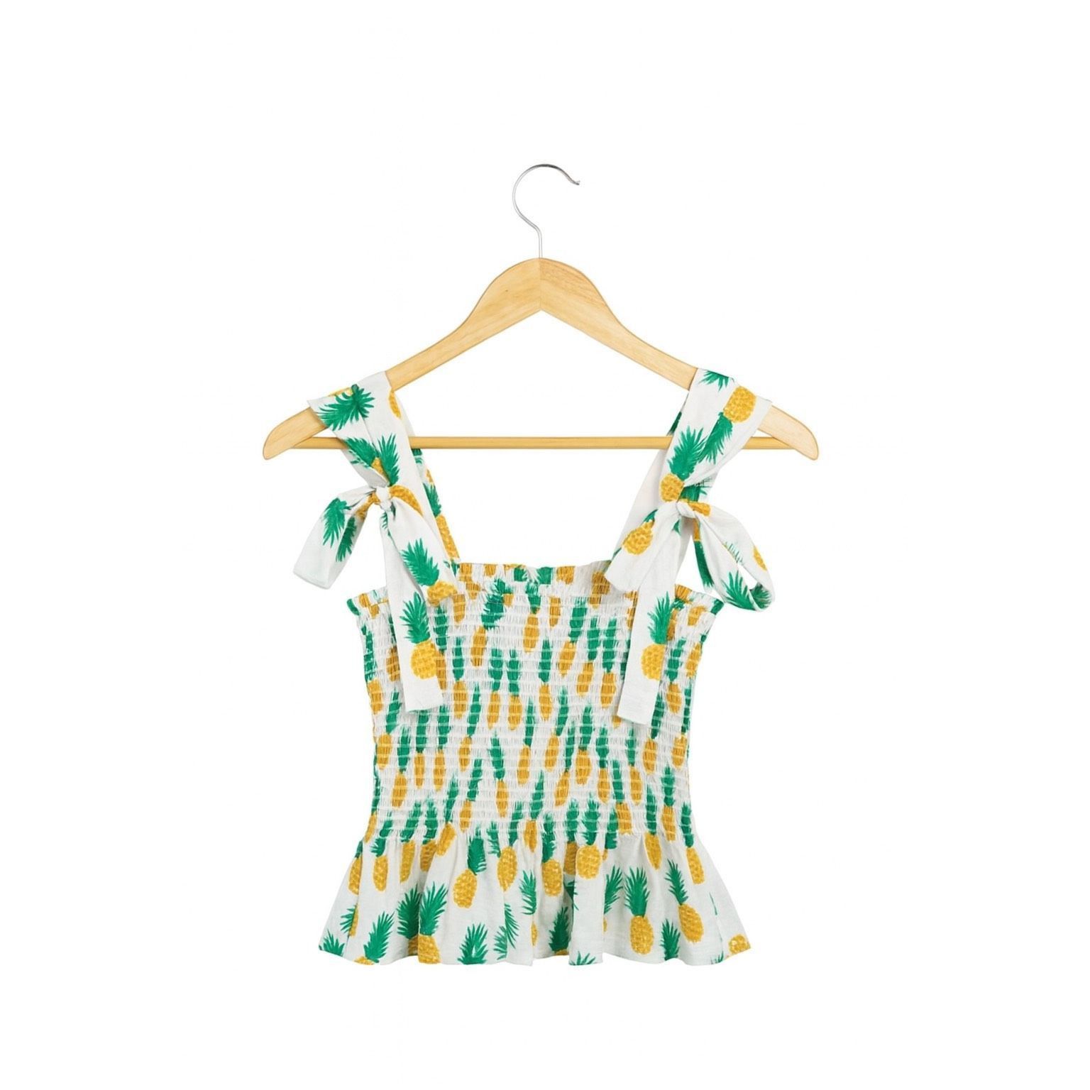 J.Crew J.Crew Smocked Pineapple Print Tie Strap Tank Top Size M Cot Size M / US 6-8 / IT 42-44 - 4 Thumbnail