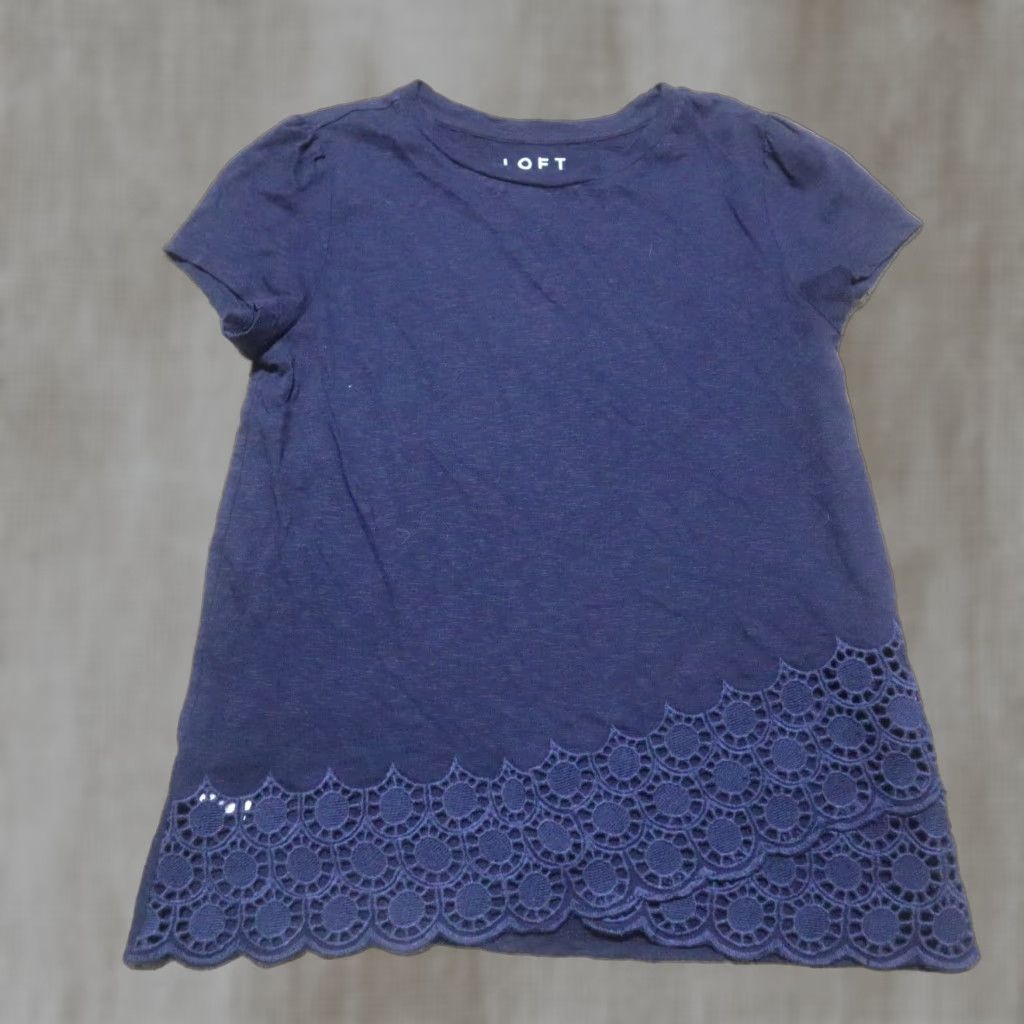 Loft Ann Taylor Blue Lace Women's T-Shirt Top XS Extra Small Size XS / US 0-2 / IT 36-38 - 1 Thumbnail