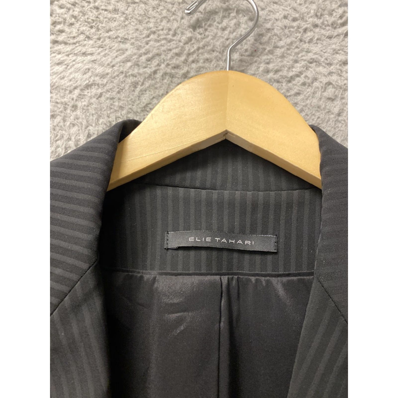 Vintage Tahari US 6 Blazer Woman's Black Striped Linen? Size M / US 6-8 / IT 42-44 - 3 Thumbnail