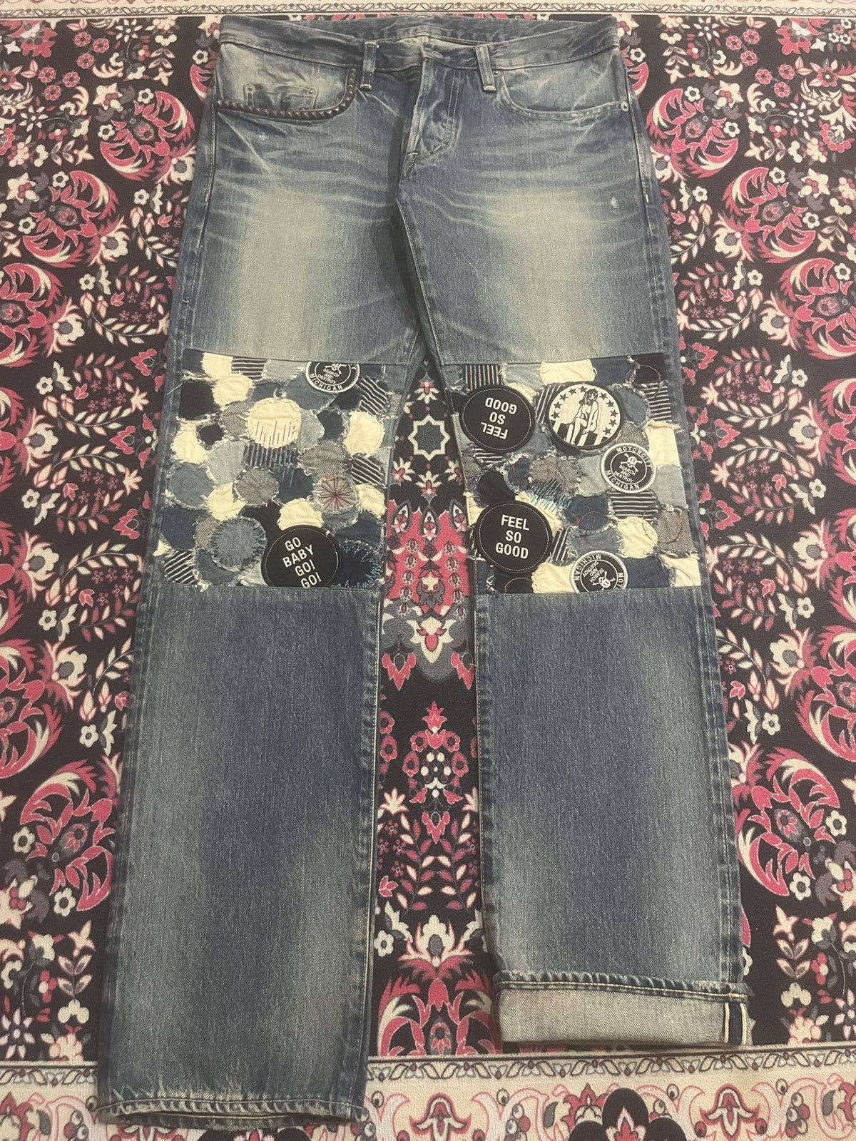 Hysteric Glamour Hysteric Glamour Naked Pin Up Girl Patchwork Selvedge Jeans Size US 32 / EU 48 - 1 Thumbnail